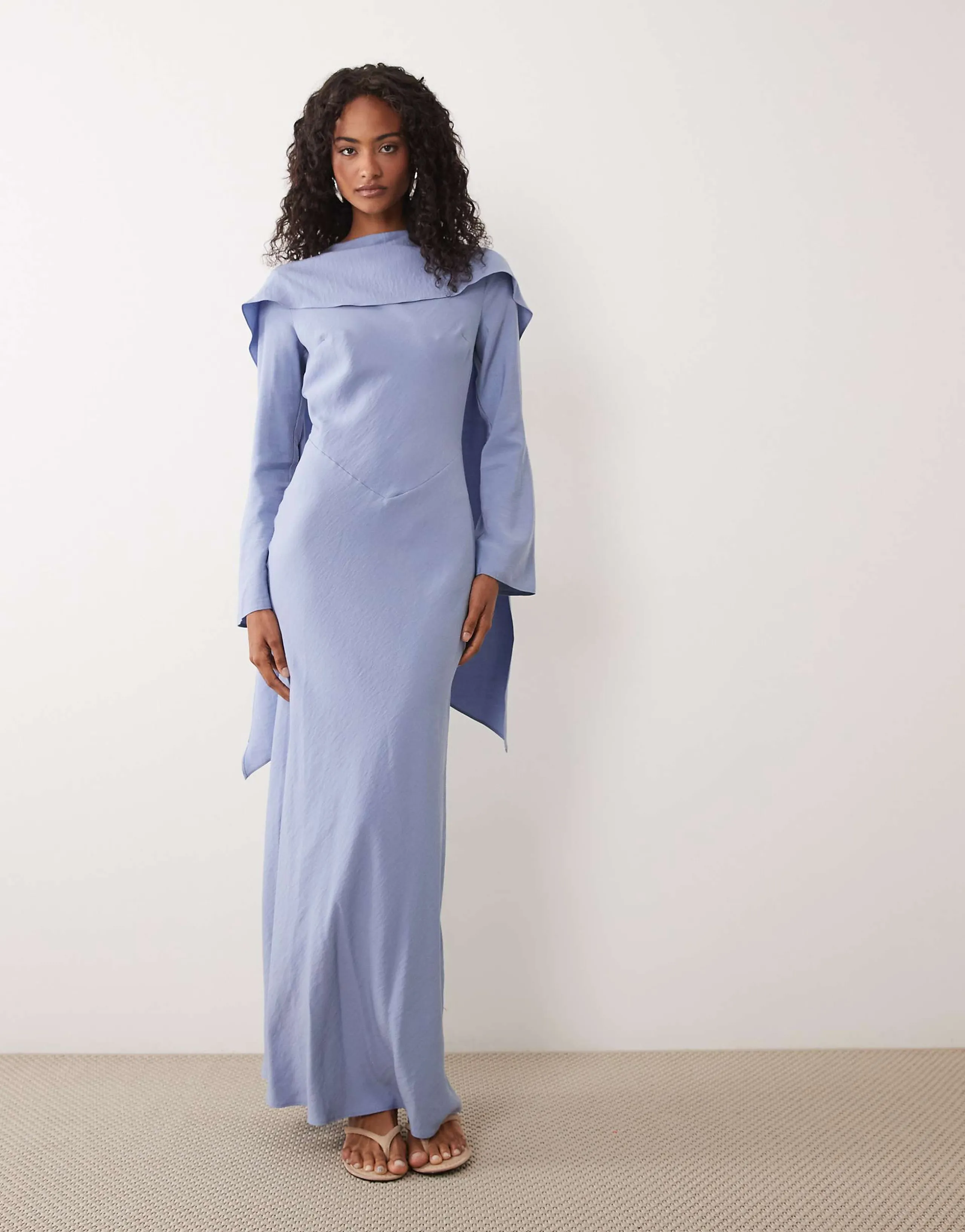 ASOS DESIGN maxi dress with cape scarf detail in light blue