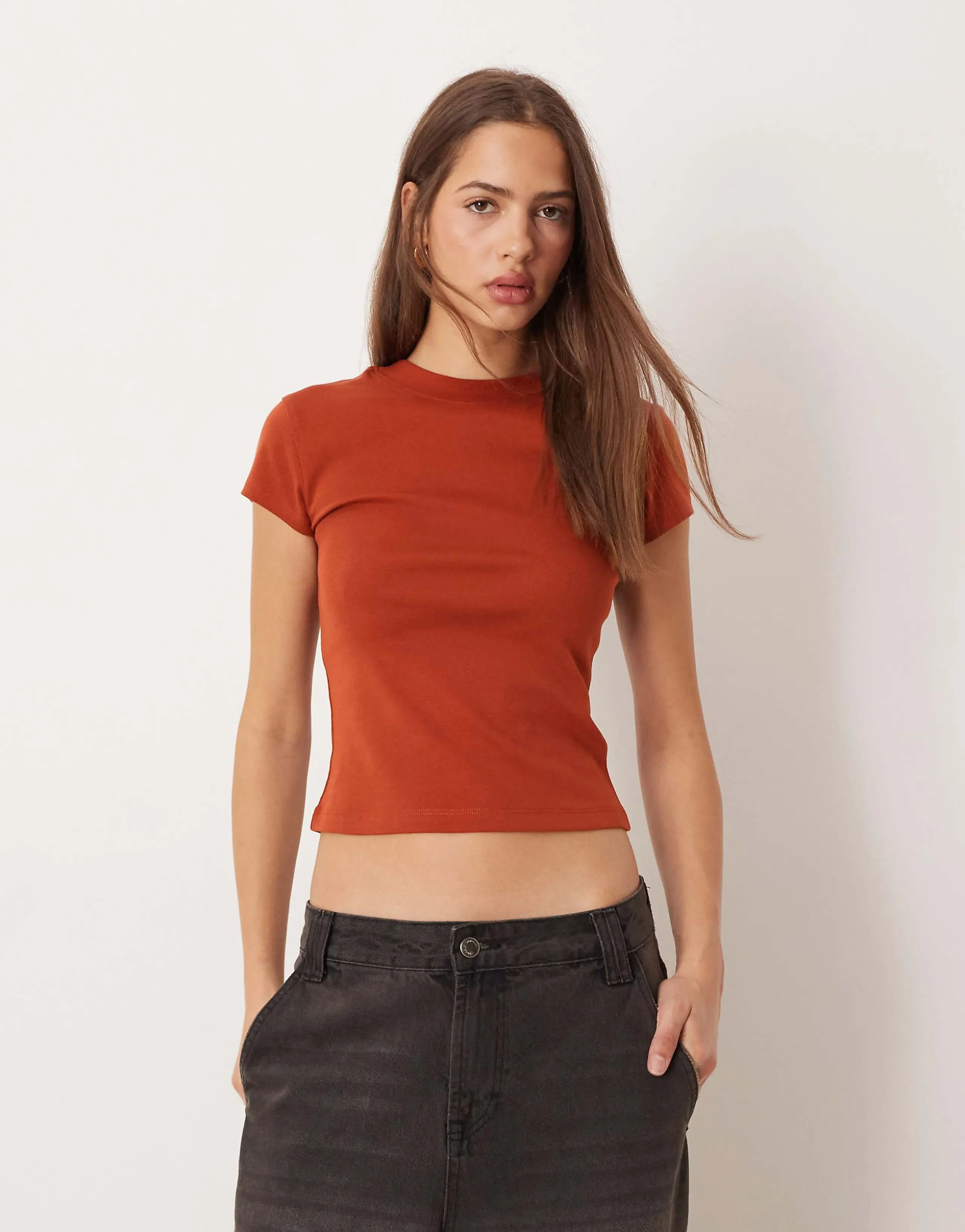 ASOS DESIGN 90s Baby tee in rust