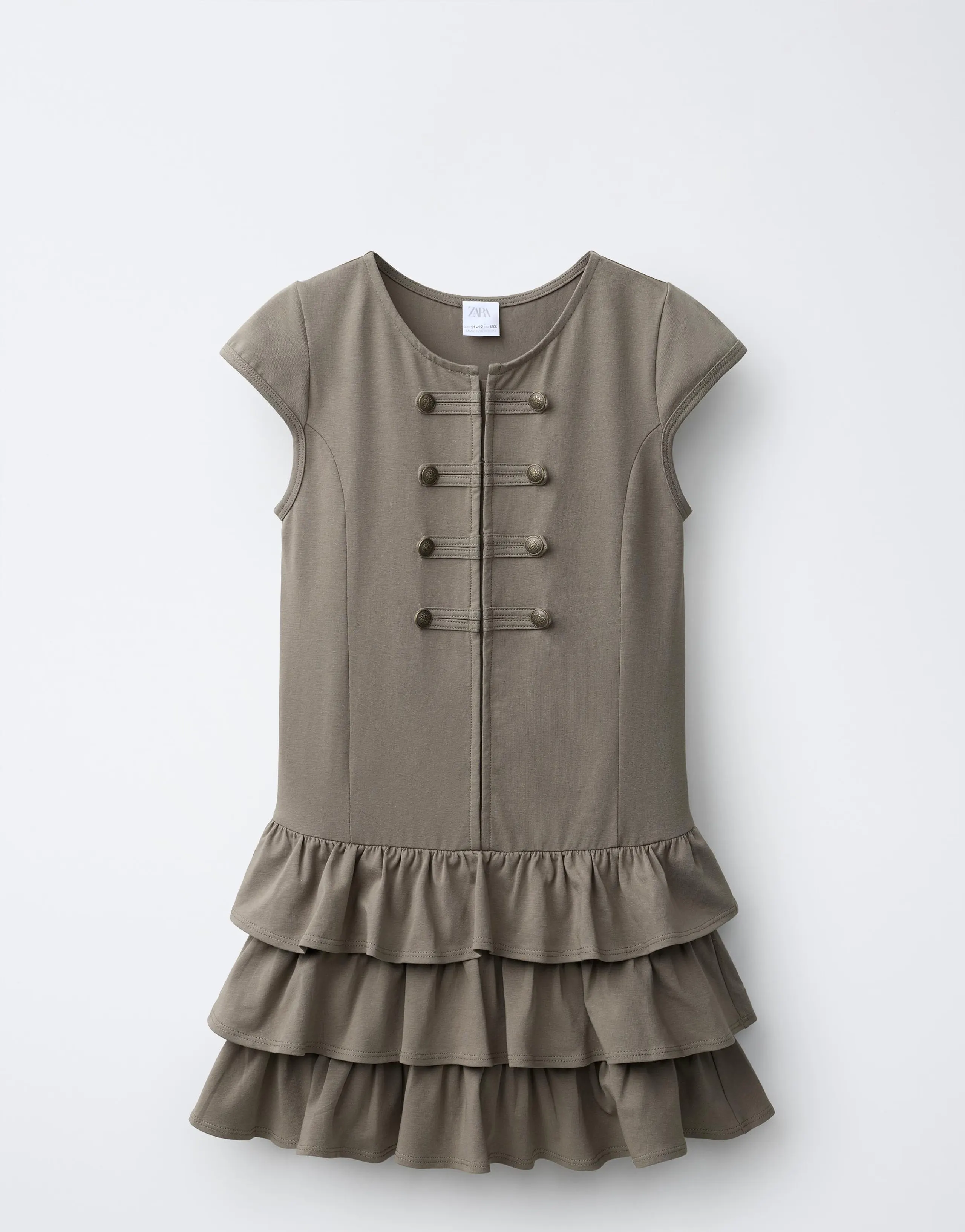 DRESS WITH RUFFLES AND FROG FASTENING
