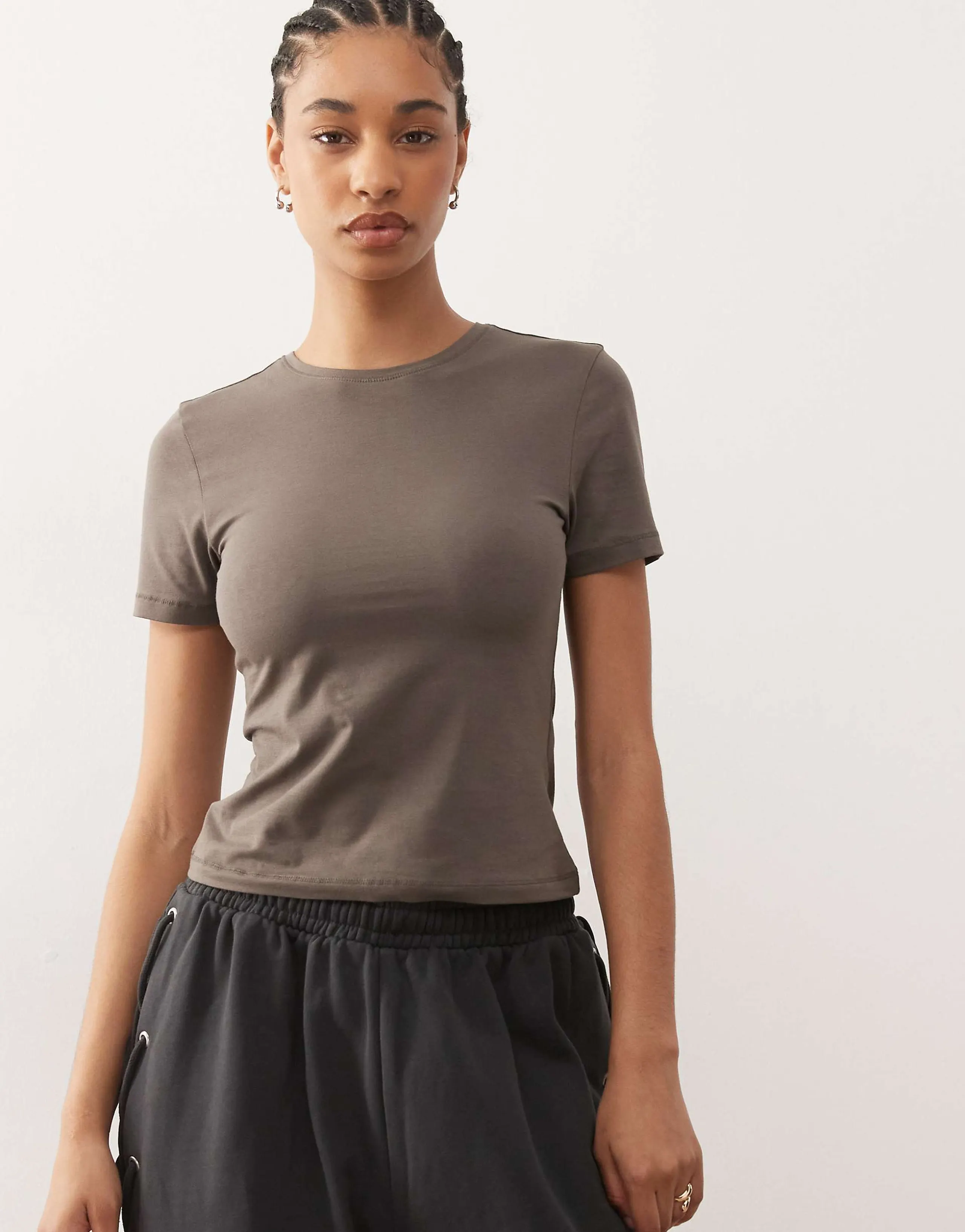 Weekday slim fit t-shirt in charcoal
