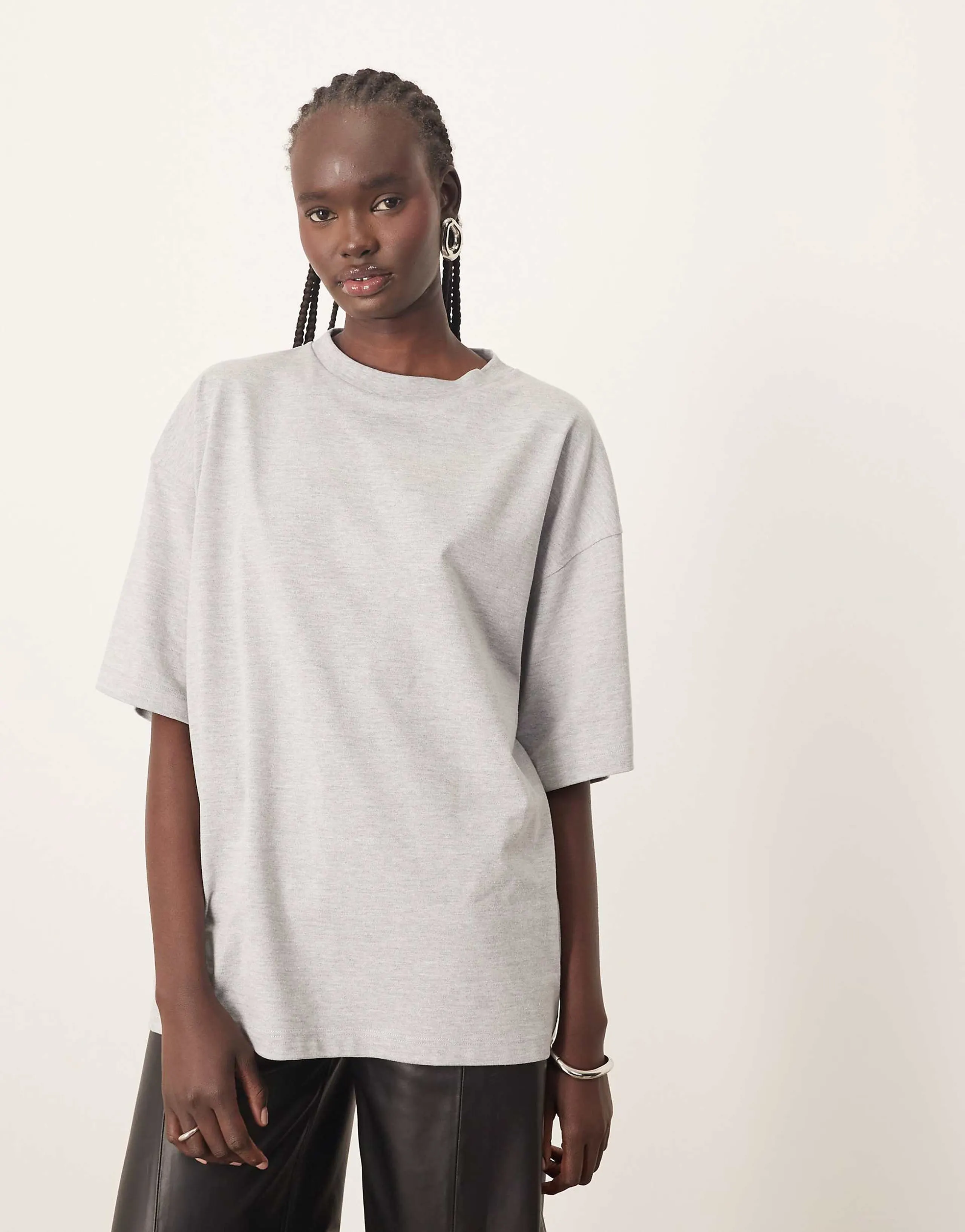 ARRANGE oversized premium heavyweight T-shirt in gray heather
