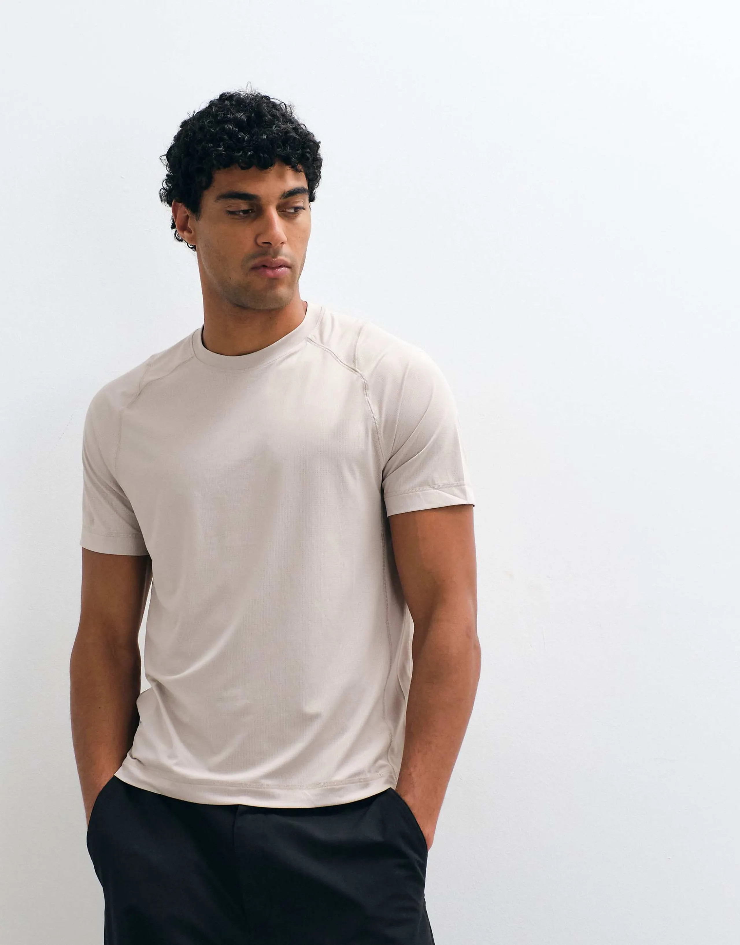 Abercrombie & Fitch YPB slim fit workout T-shirt in taupe