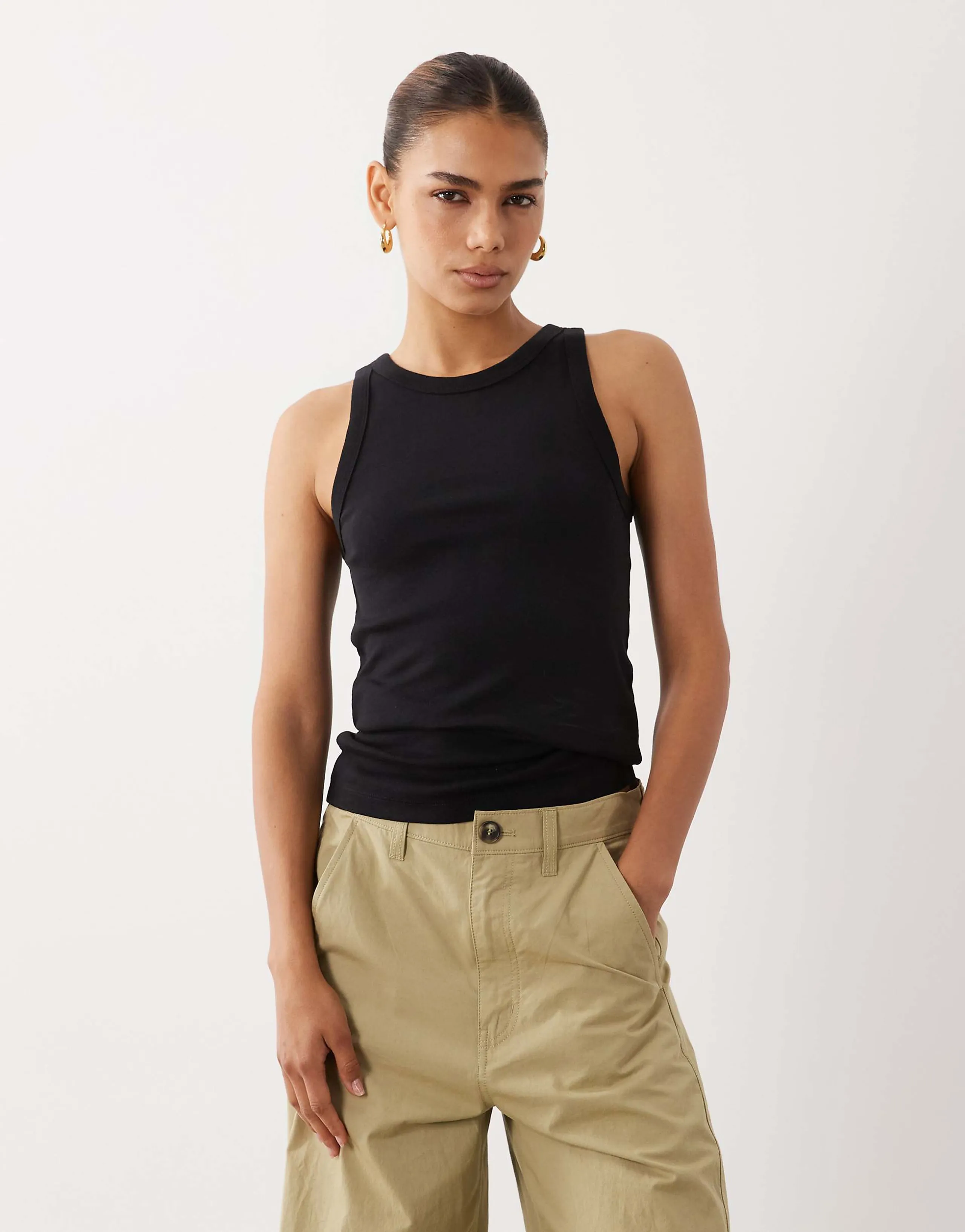 ARKET ribbed jersey tank top in black