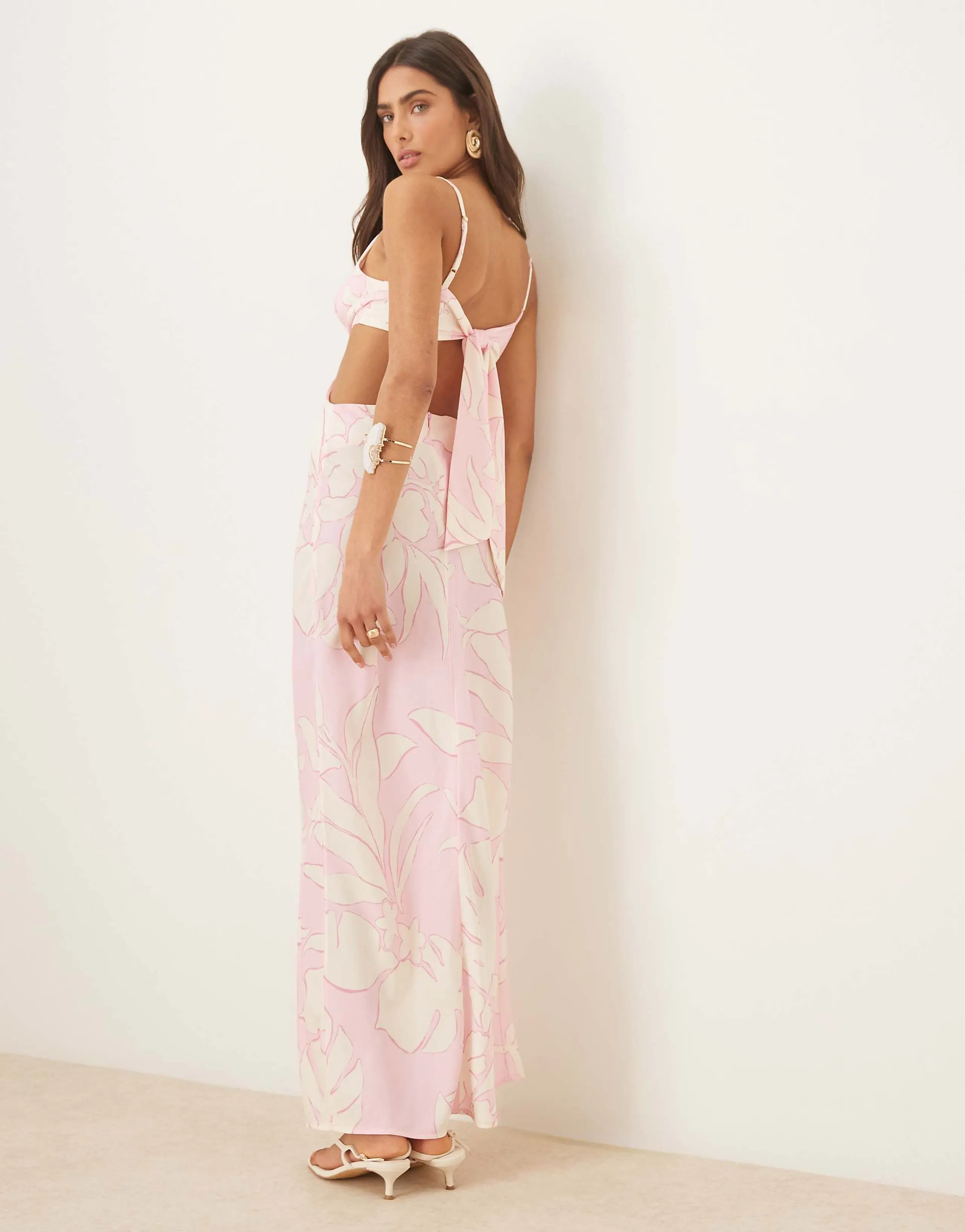 Pretty Lavish cut-out maxi dress in pink floral