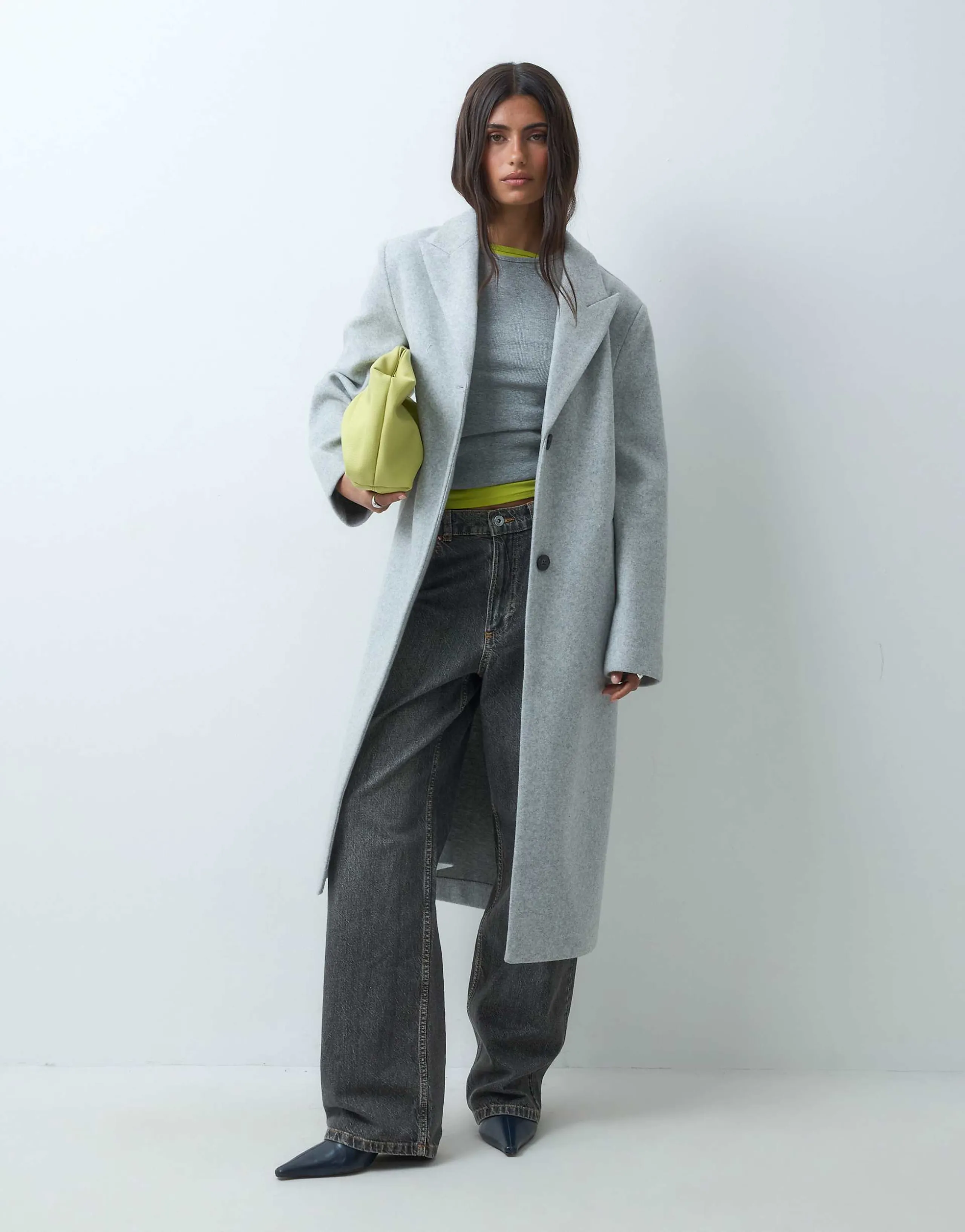 ASOS DESIGN single breasted throw on overcoat in light gray