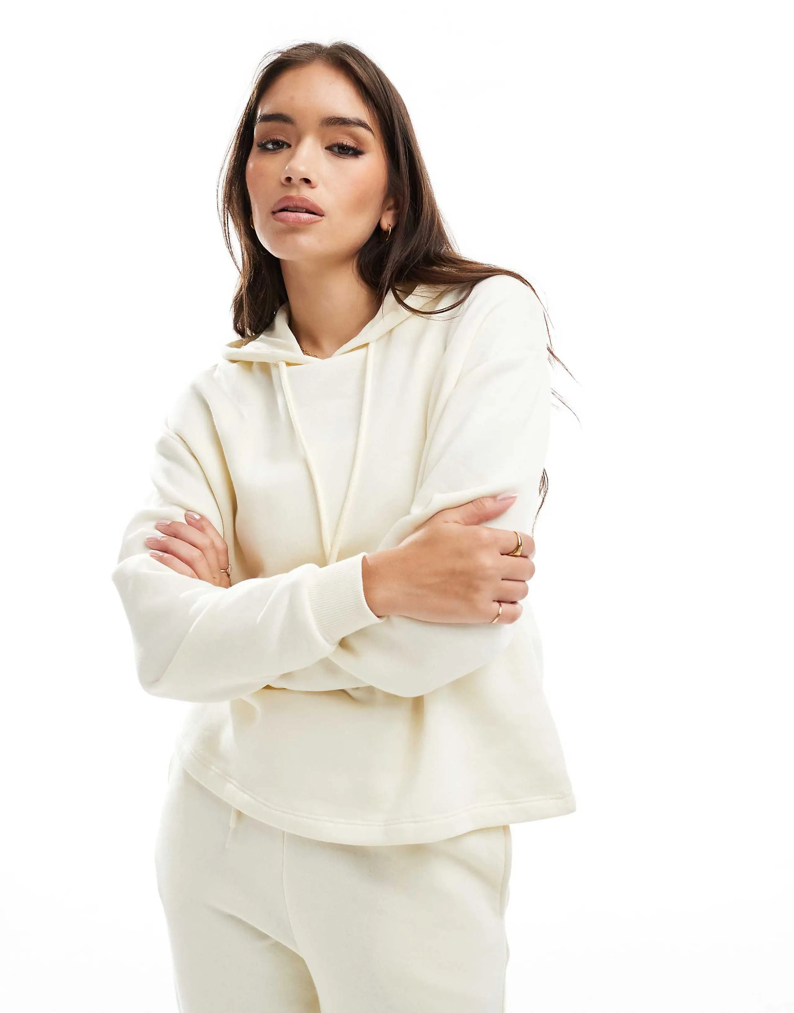 Pieces sweat hoodie in neutral beige - part of a set