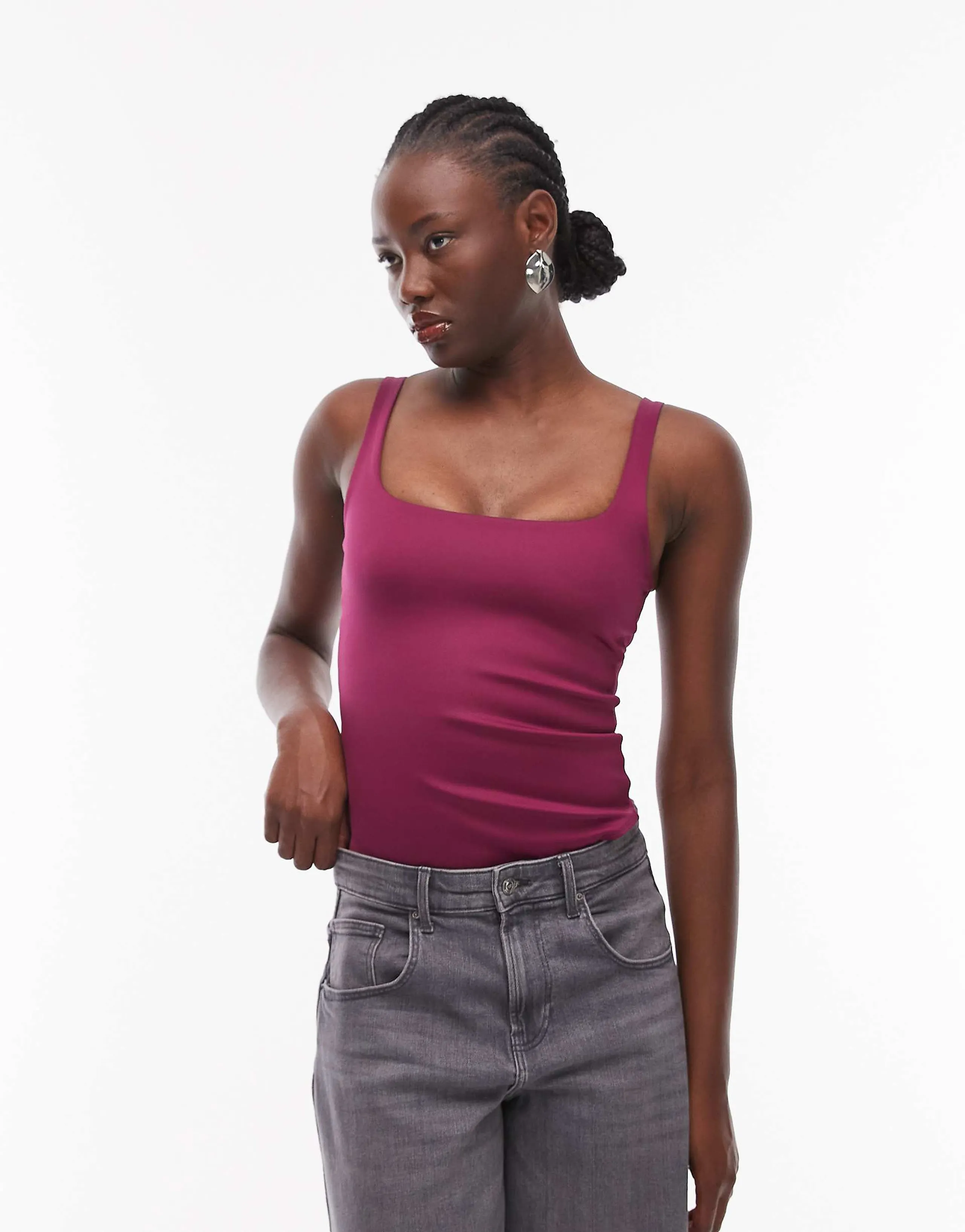 ASOS DESIGN Super Sculpting square neck bodysuit in plum