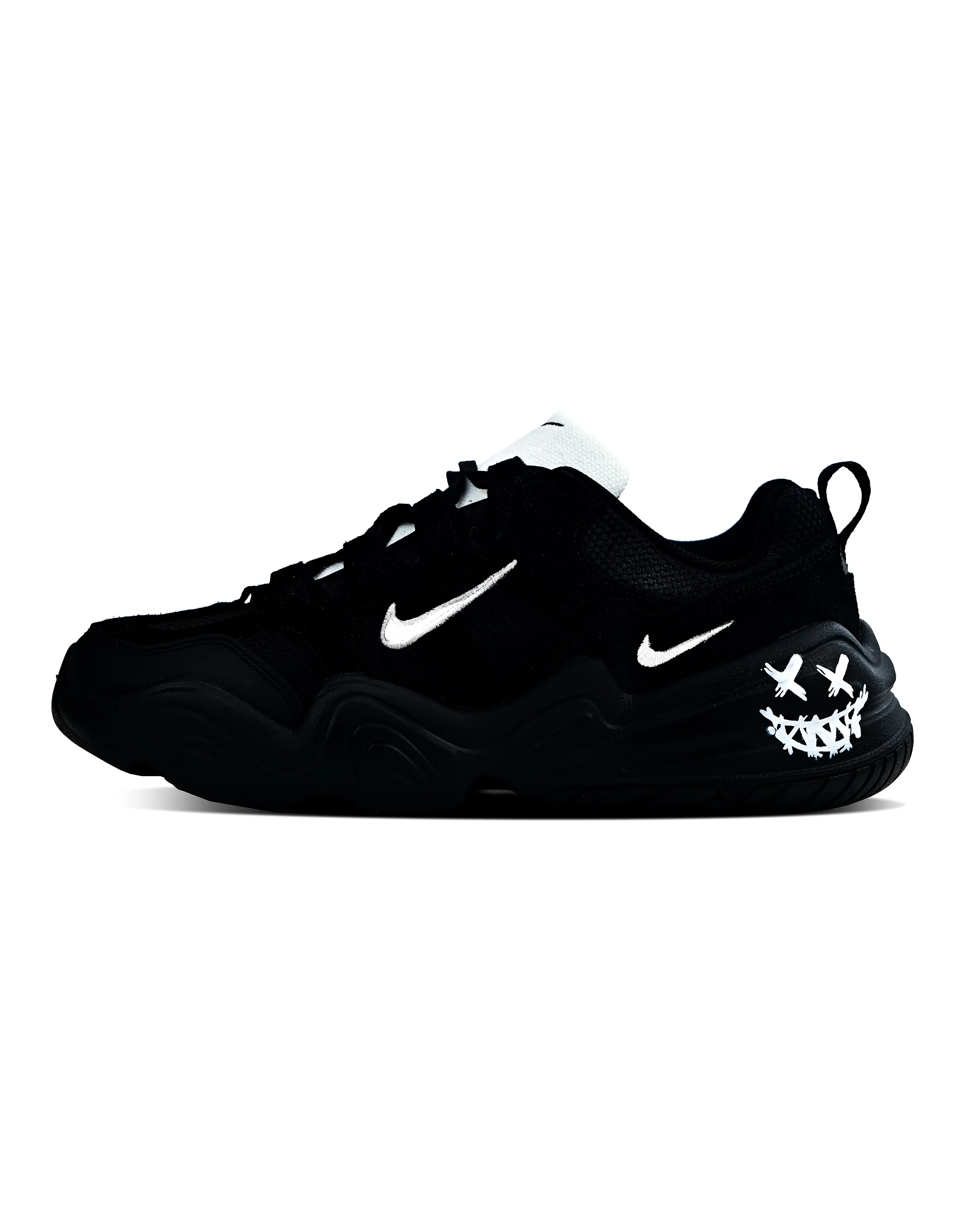 [Custom Sneakers] Nike Tech Hera Versatile Trend Fashion Graffiti Wear-Resistant Low-Top Dad Shoes Unisex Black White