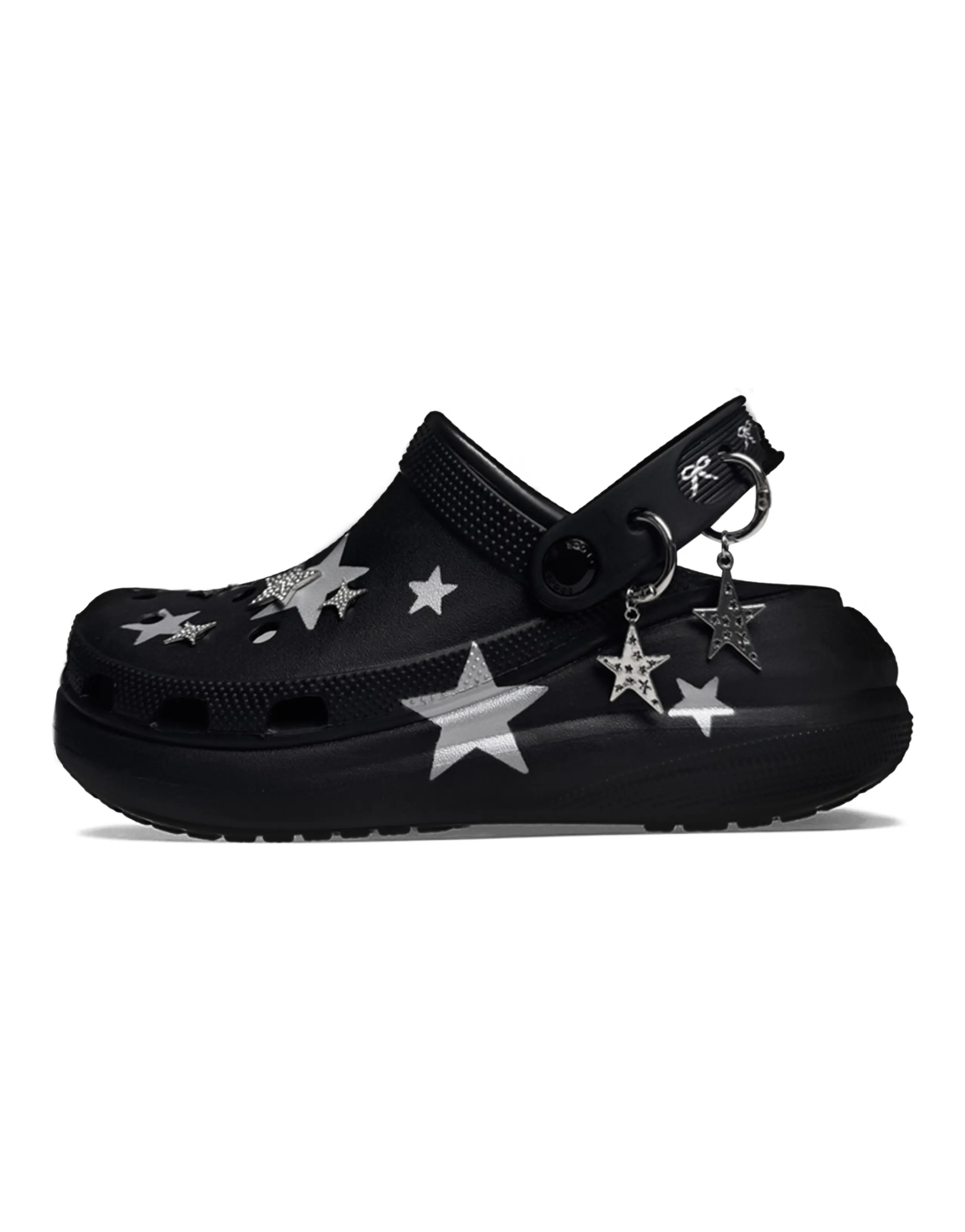 Custom Shoes Crocs EVA Classic Crush Clog Galaxy Walk Y2k Sweet & Cool Retro-Future Clogs Unisex Black Silver