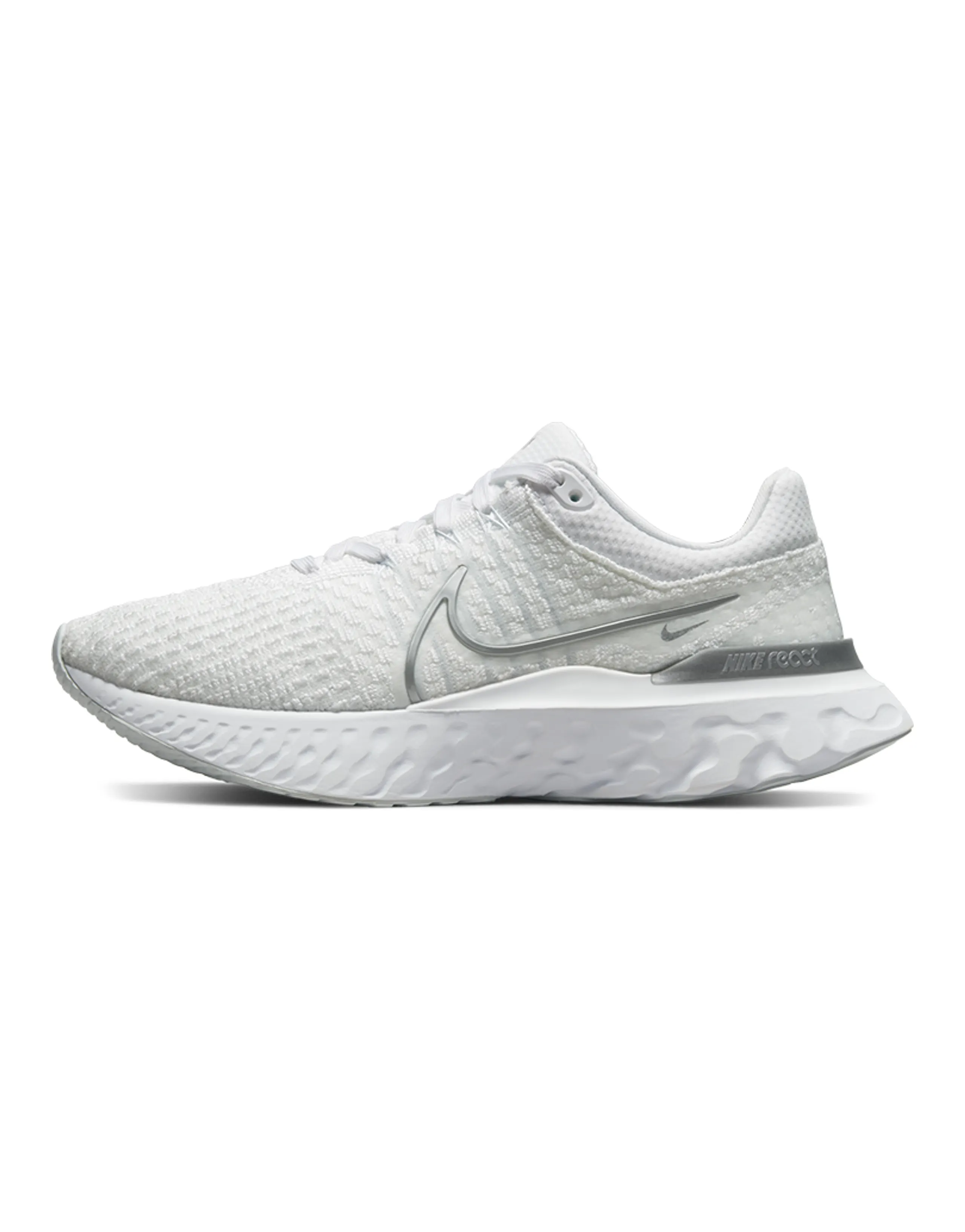 Nike React Infinity Run Flyknit 3 White Metallic Silver Women's