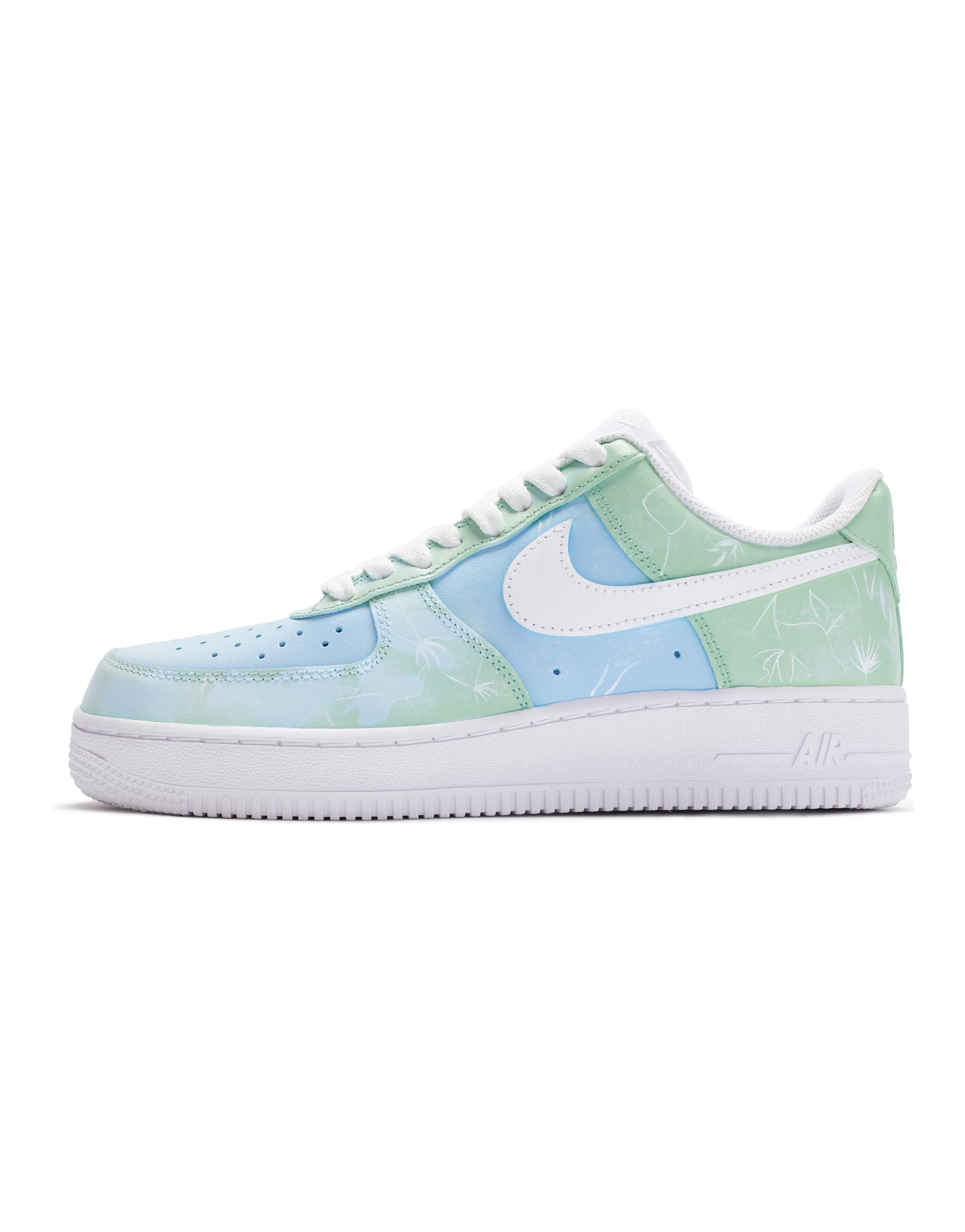 Custom Nike Air Force 1 Low BIGNIU Air Force 1 Dandelion Hand-Painted Low-Top Skateboard Shoes GS Blue Green White