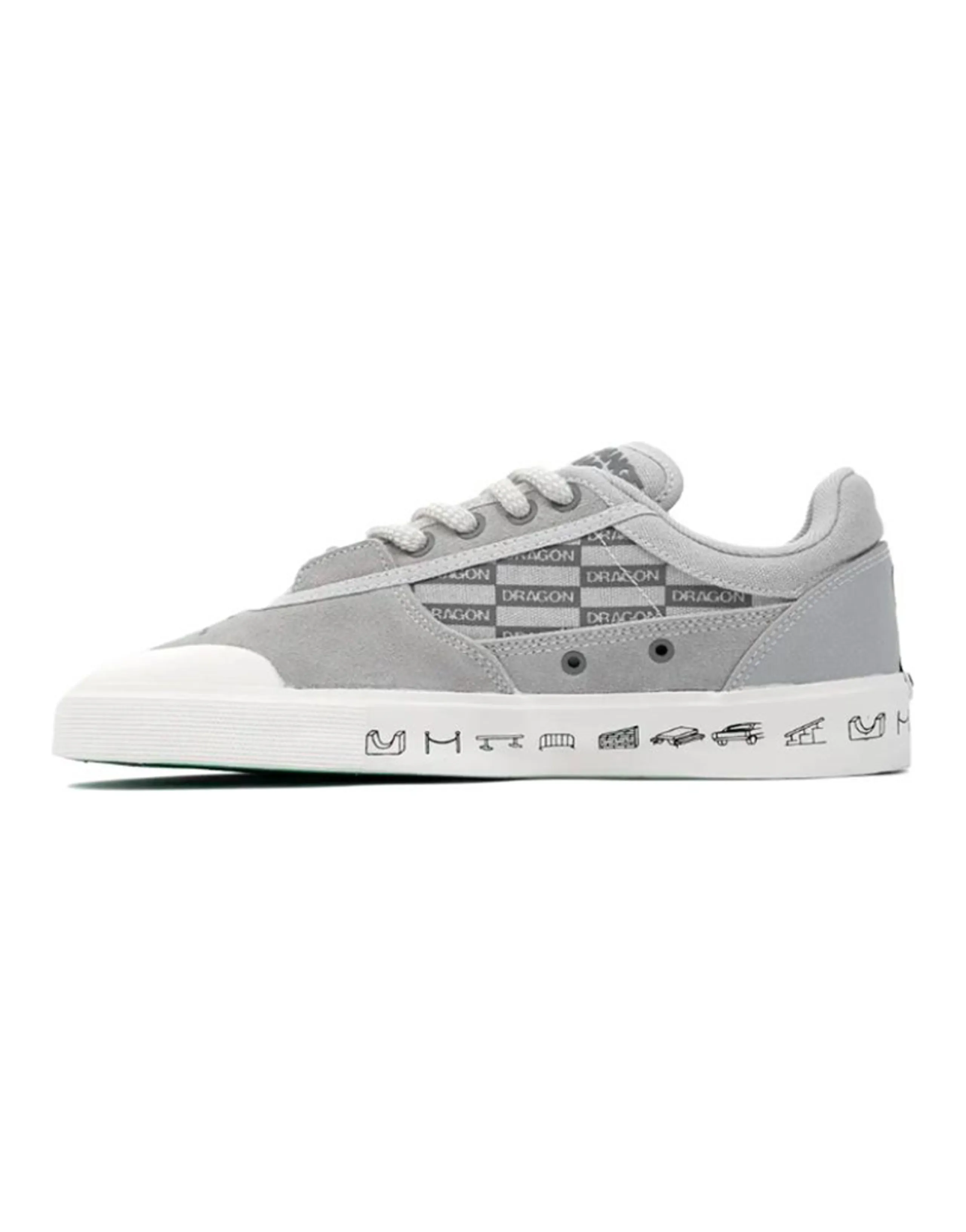 LiNing 50/50 Anti-Slip And Wear-Resistant Lightweight Low-Top Skateboard Shoes Men's Gray White Limited Special Edition