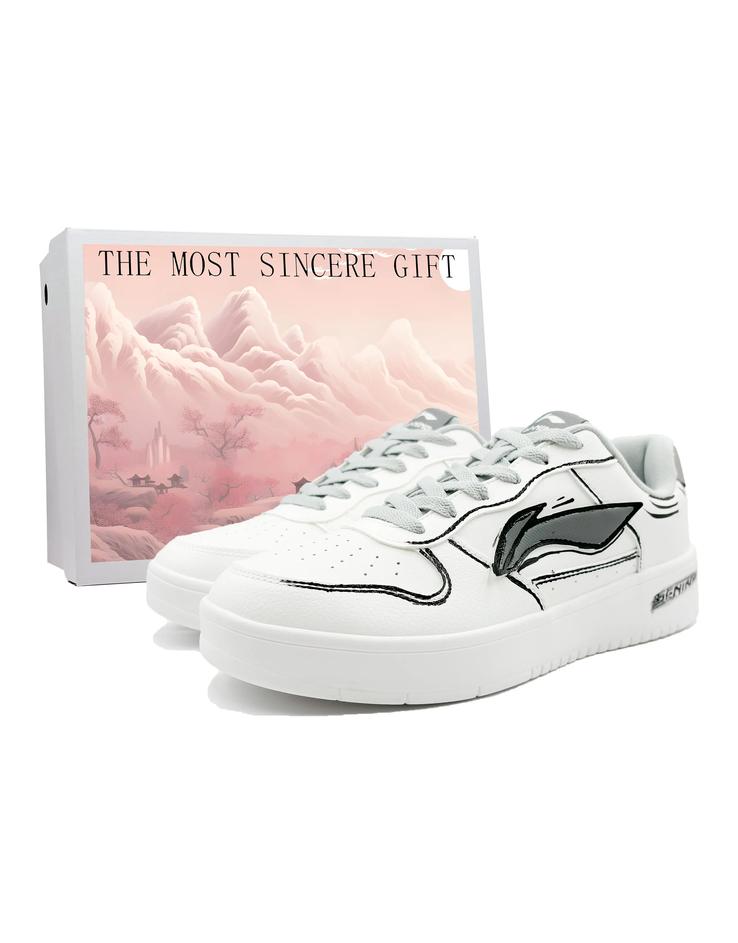 LINING Pontoon Boats Skateboard Shoes Men Low-Top White