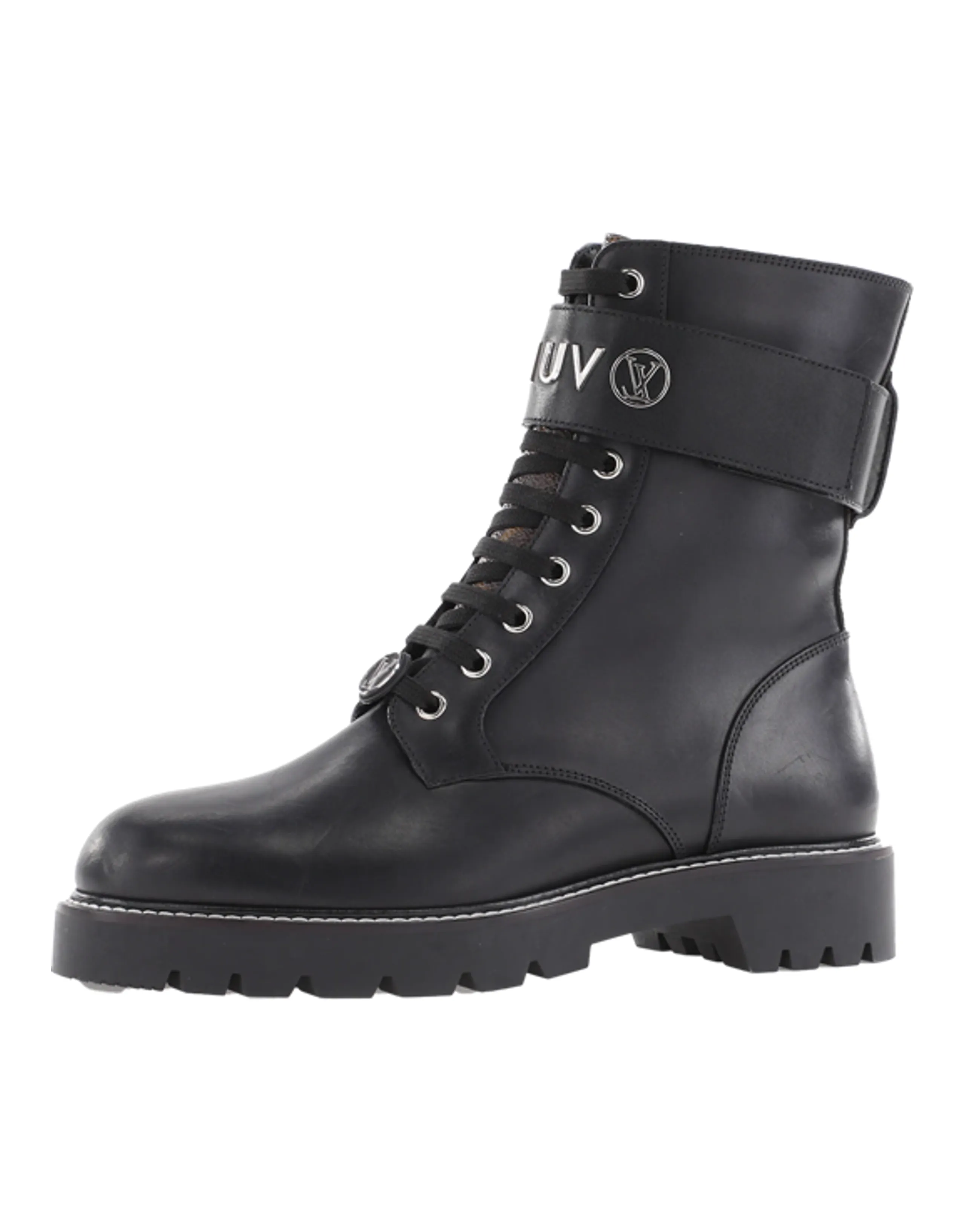 LOUIS VUITTON Territory Flat Ranger Boots 'Black With Silver Logo' Women's