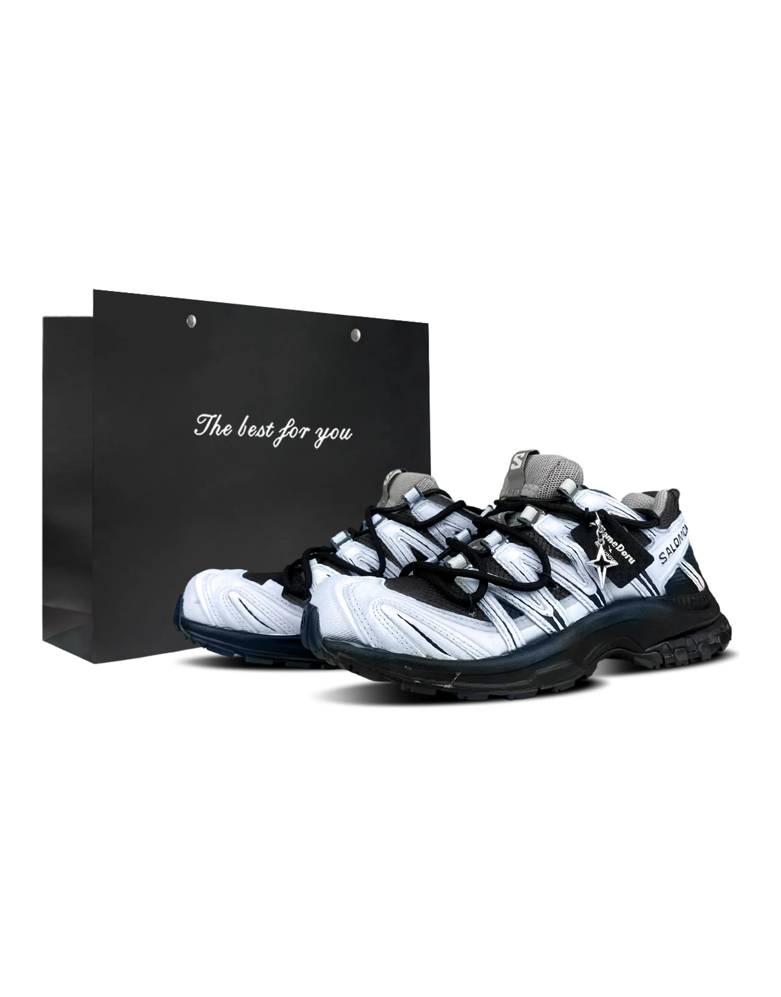 Custom SneakersSALOMON XA PRO 3D Gradient Sea Salt Low-Top Trail Running Shoes Unisex Black Blue