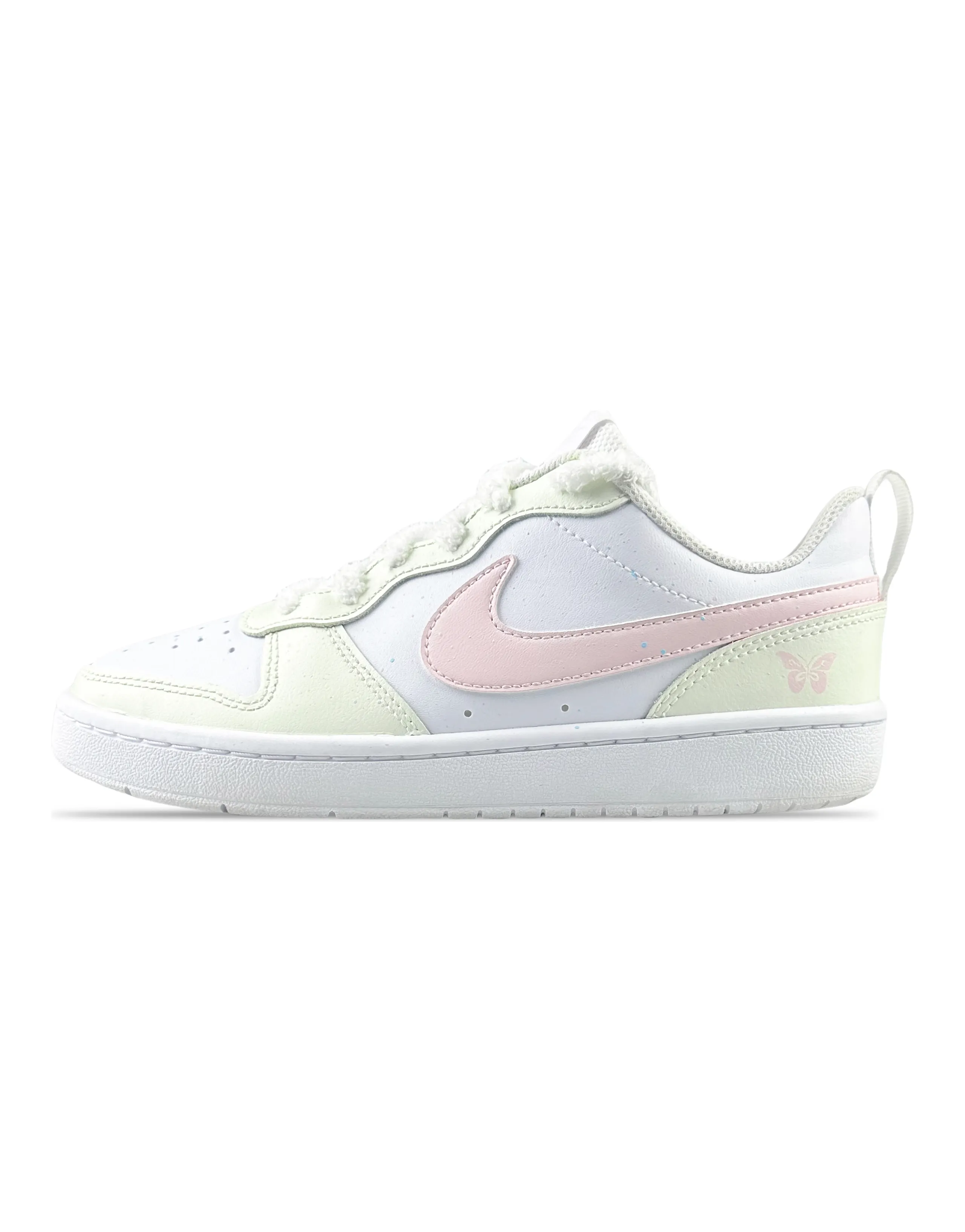 Nike Court Borough 2 Abrasion Resistant Low Top Skateboard Shoes GS Yellow Pink