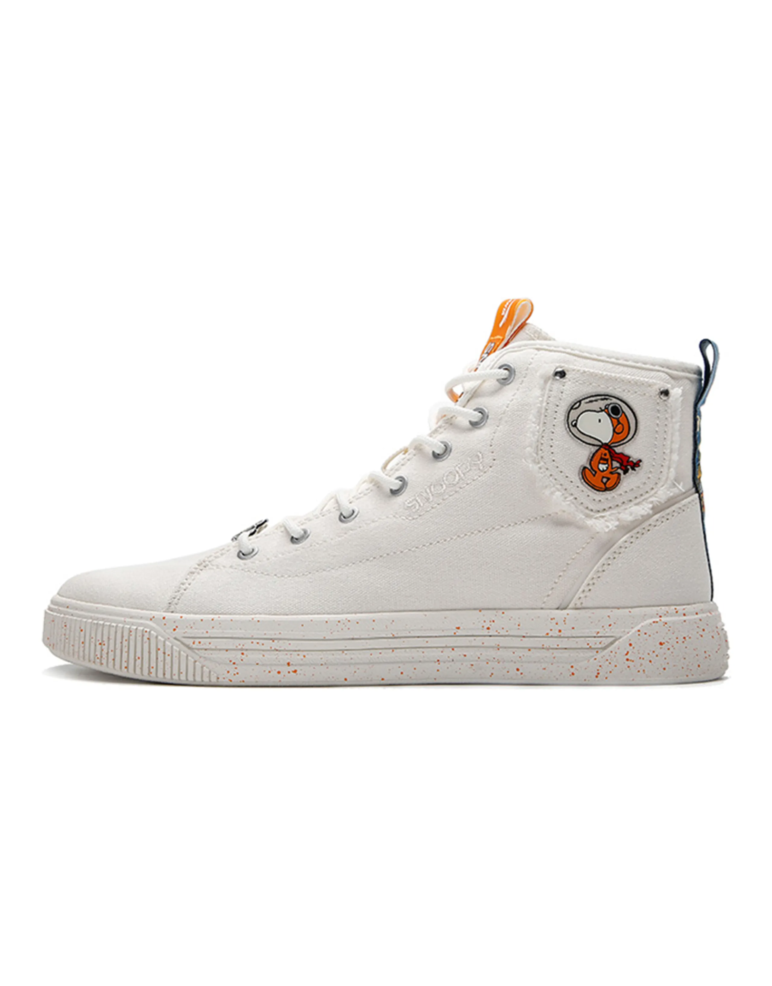 Snoopy x Anta Life Series Wear-Resistant Breathable High-Top Skate Shoes Men's Ivory White