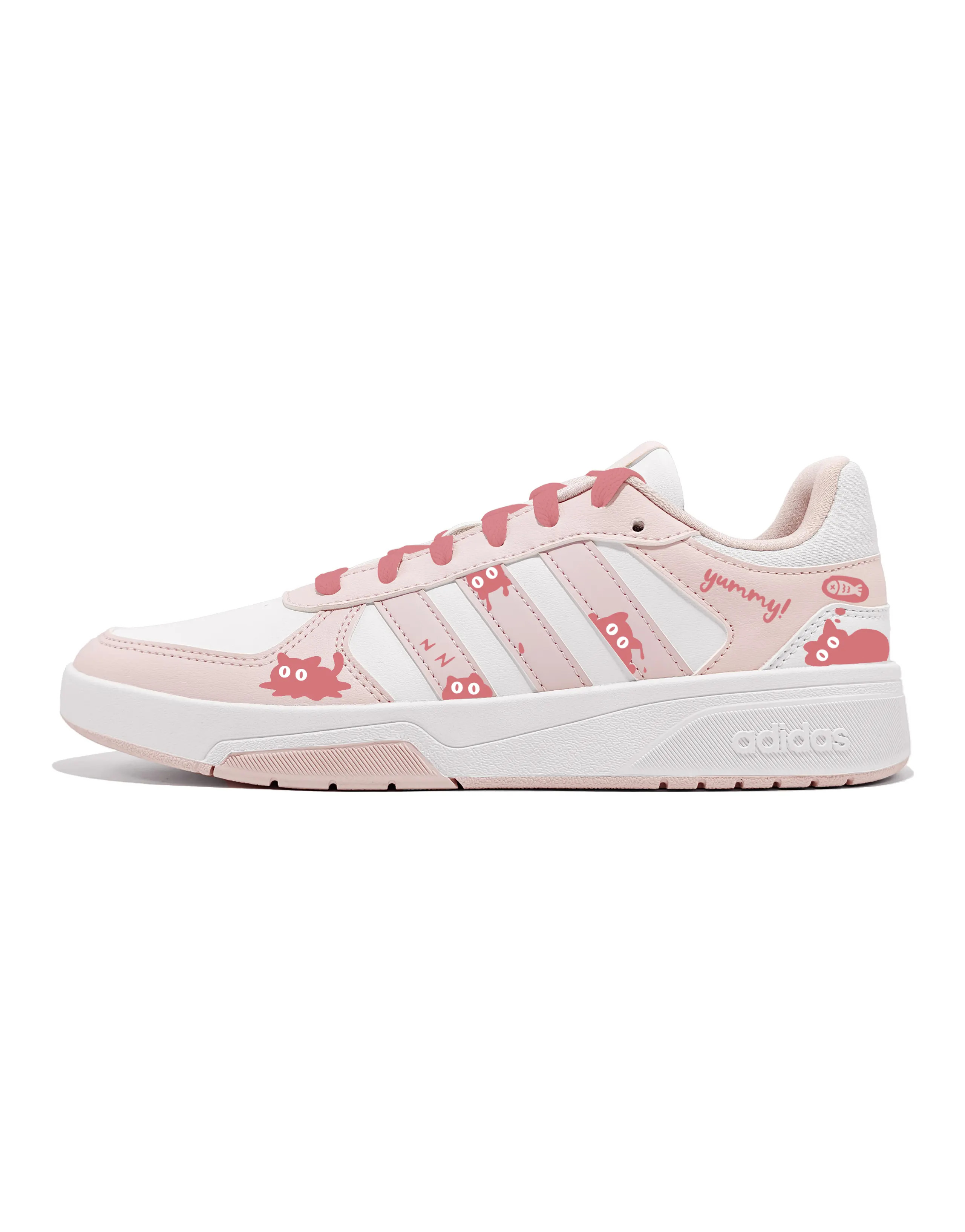 Custom Sneakersadidas COURTBEAT Synthetic Leather Low-Top Skate Shoes Unisex Pink/White