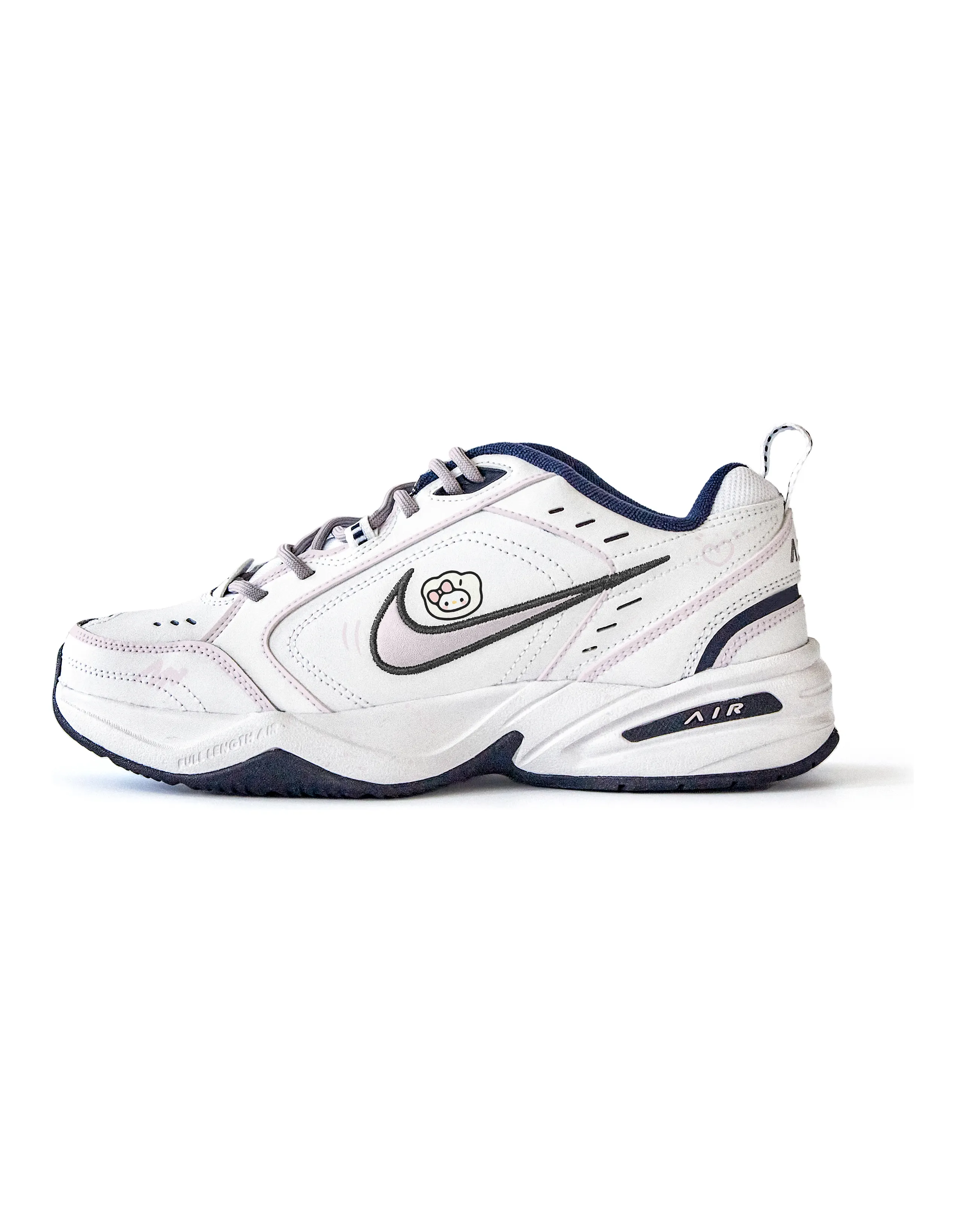 Nike Air Monarch 4 Anti-Slip Wear-Resistant Low-Top Chunky Sneakers Unisex White Pink