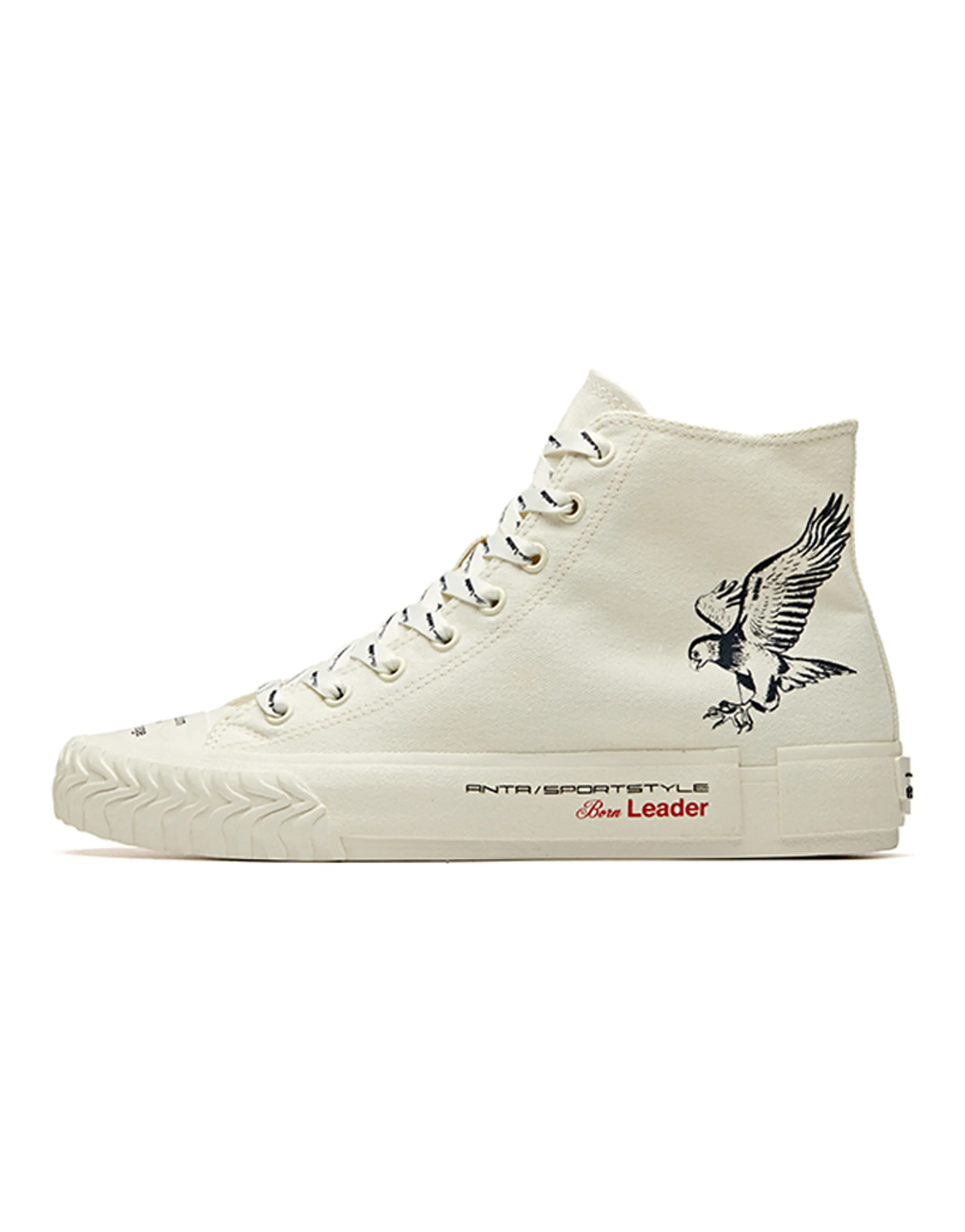 Anta Anti-Slip Wear-Resistant High-Top Canvas Shoes White Black