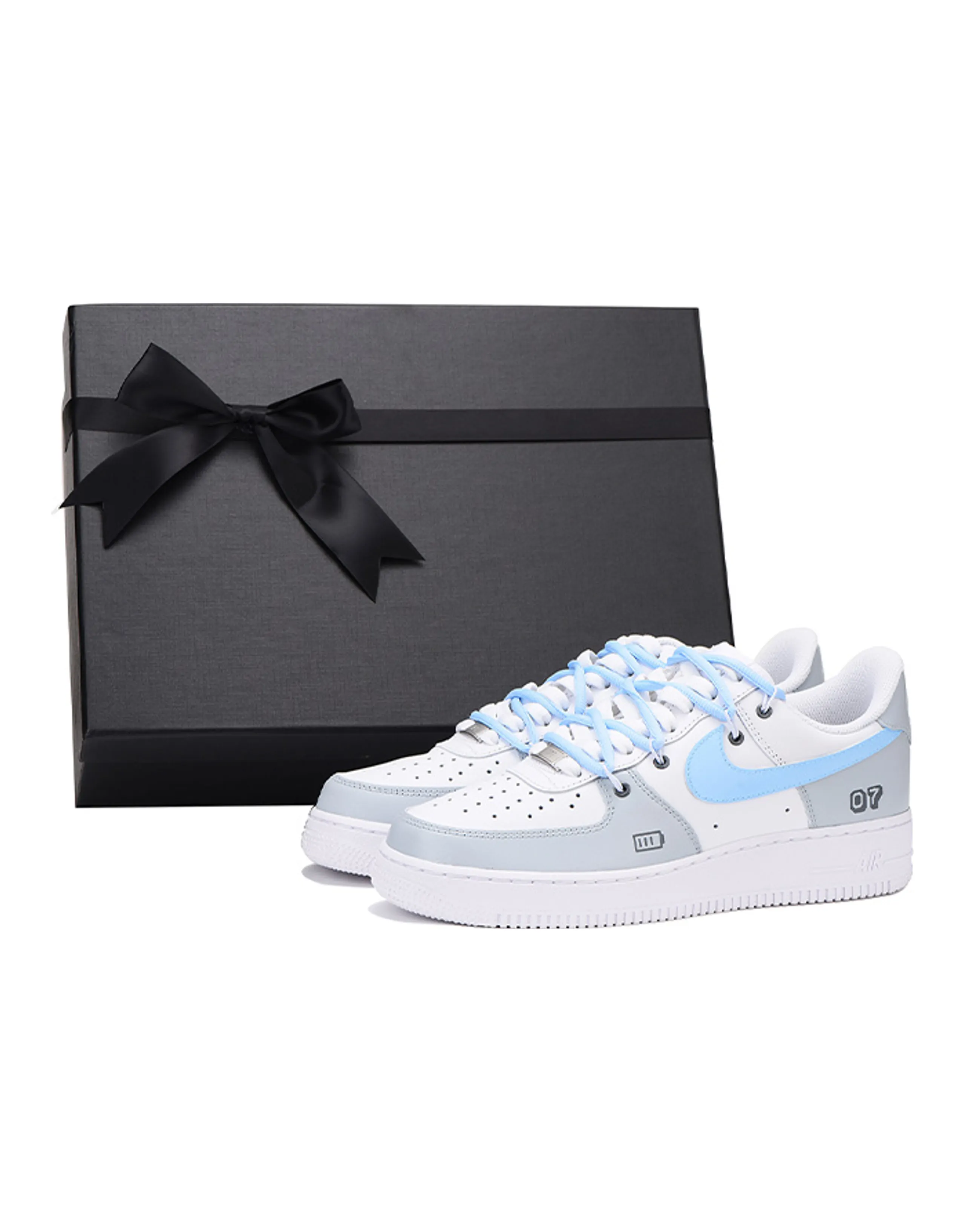 Nike Air Force 1 07 Air Force 1 Skateboard Shoes Men's Gray Blue Box