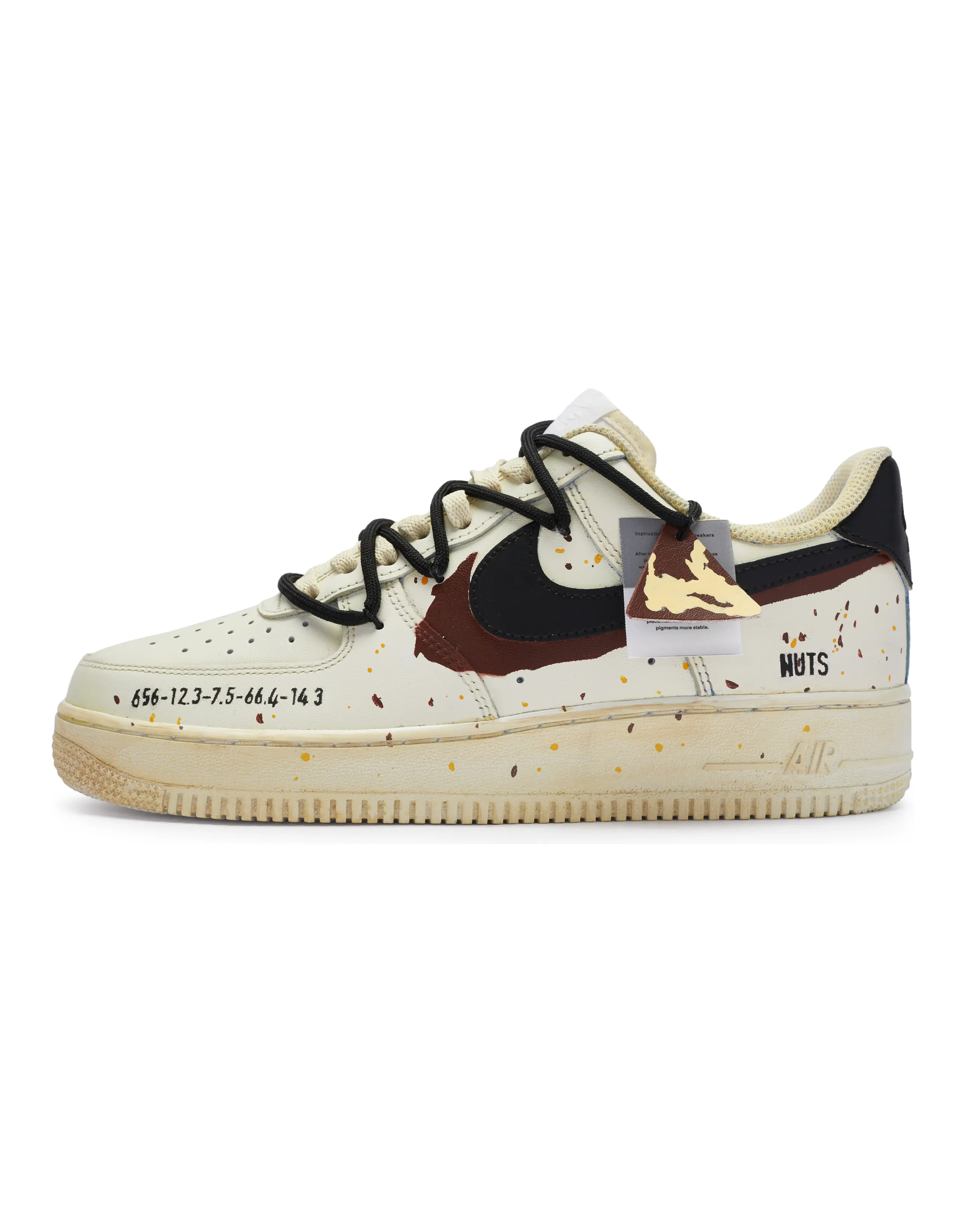 Nike Air Force 1 Slip-Resistant Low-Top Skateboard Shoes Women's Beige Brown Black