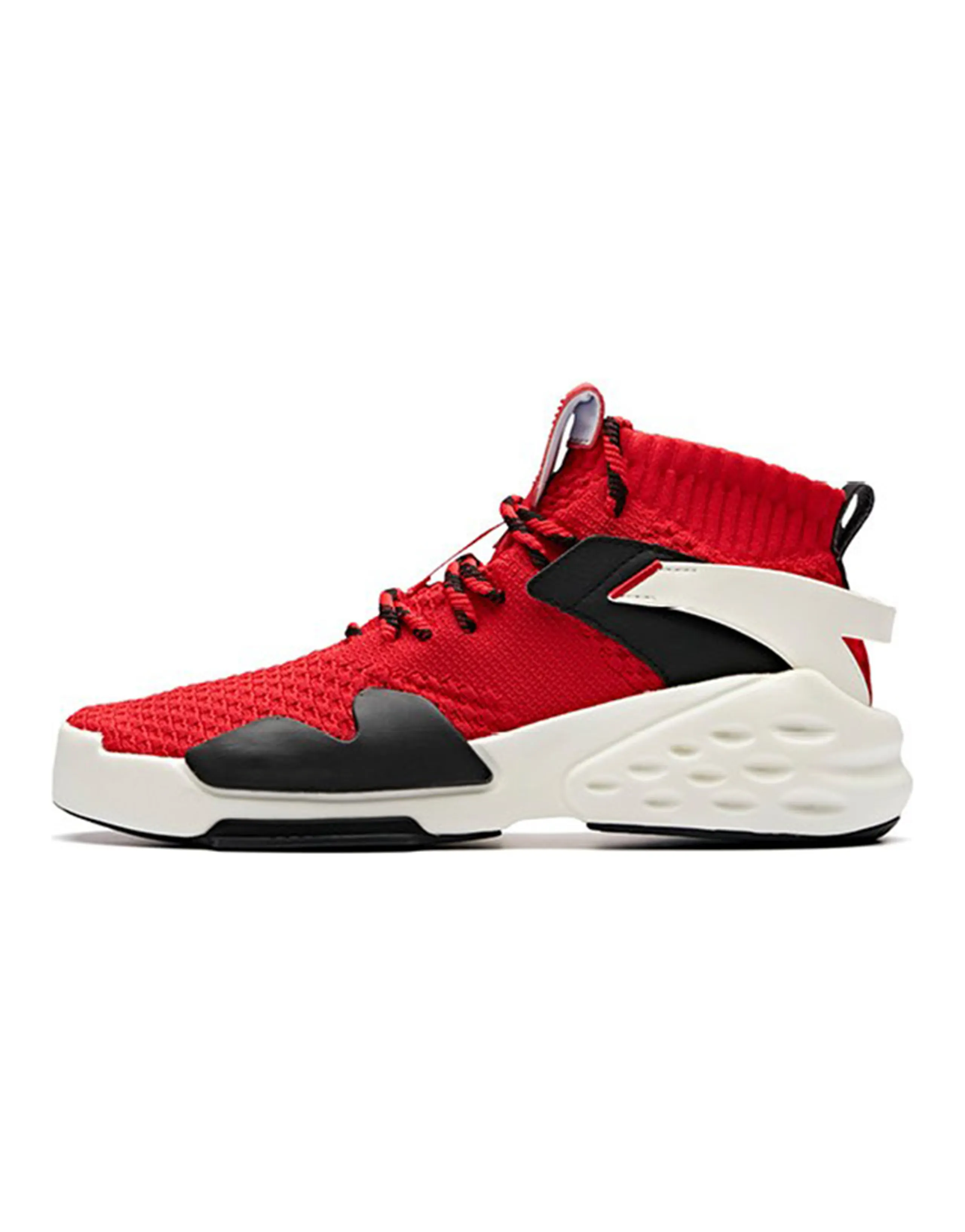 ANTA Bastard Casual Shoes Men High-Top University Red/Black Ivory White