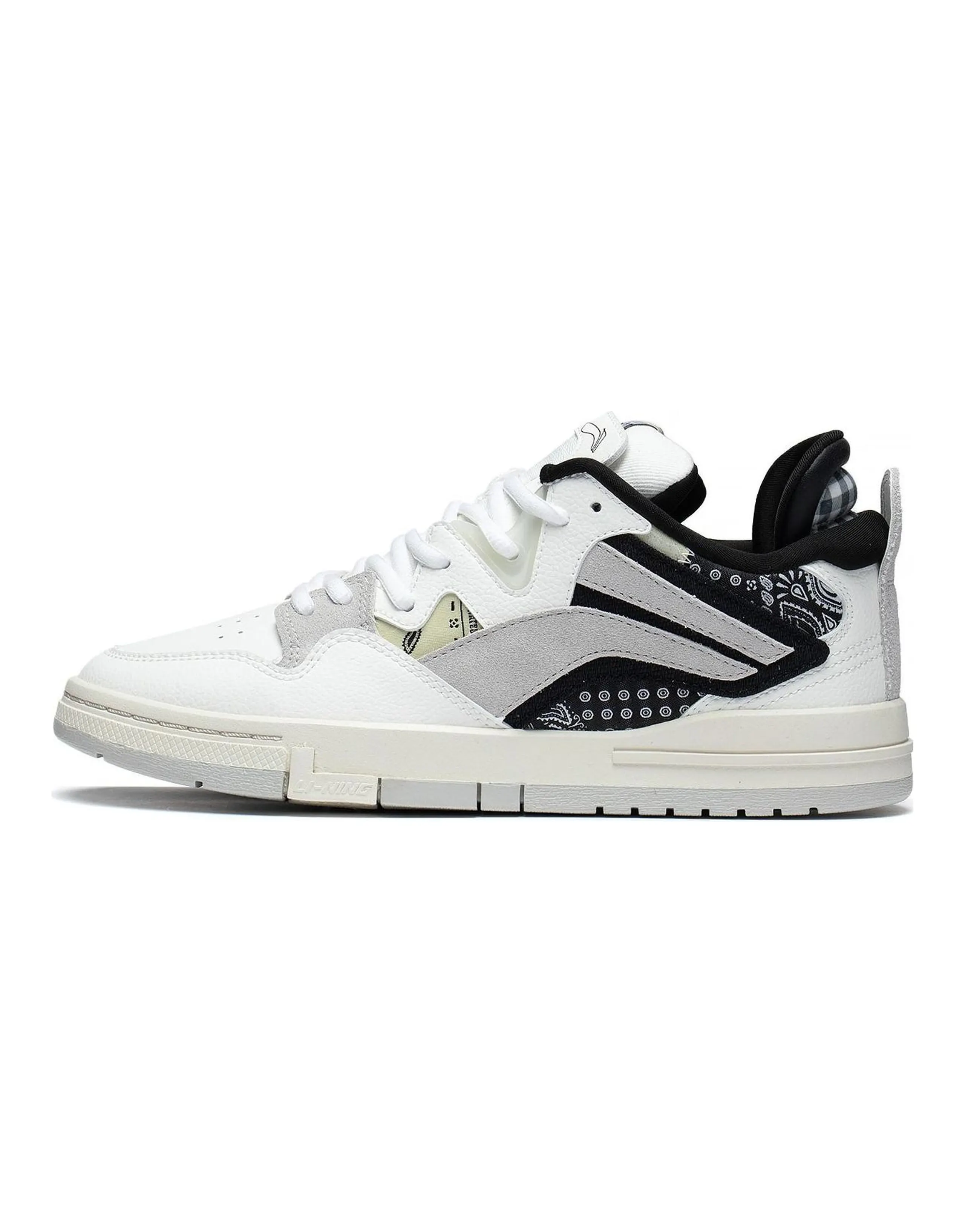 LiNing Wave Skateboard Shoes Women's Low-Top White Gray Black
