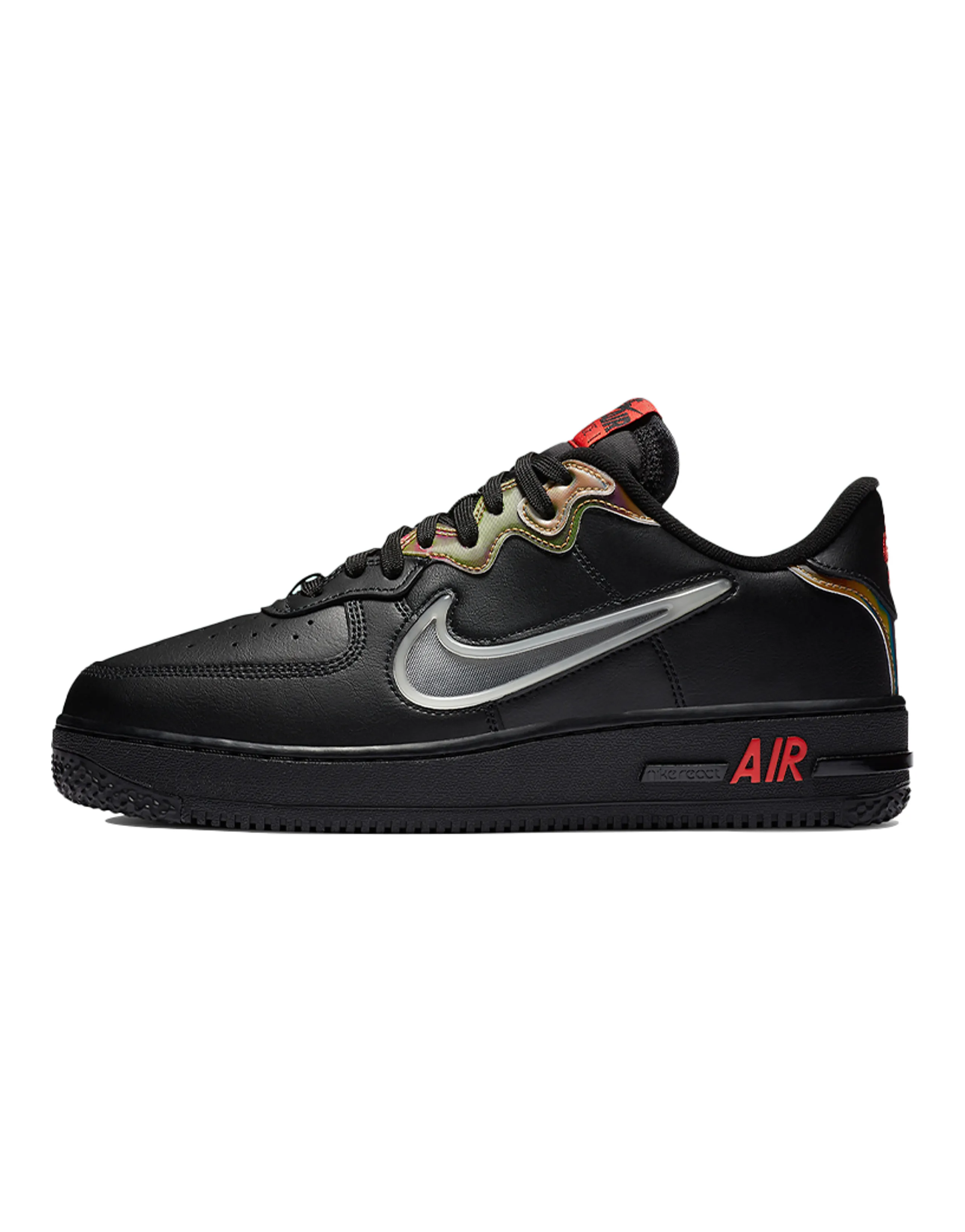 Nike Air Force 1 React Black Glow Habanero Red