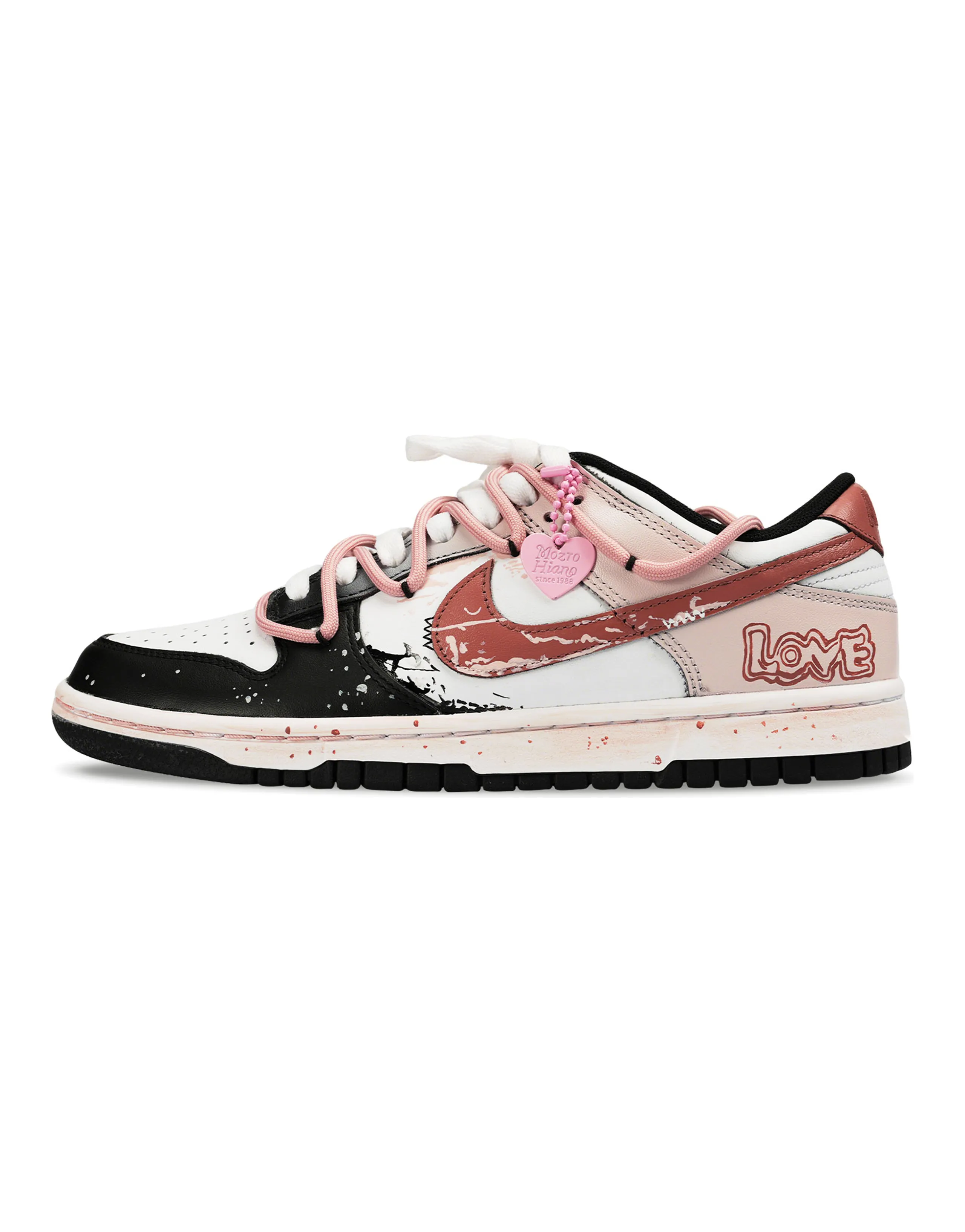 Custom Sneakers Nike Dunk Low 'Panda' Love Graffiti Versatile Pink Unisex