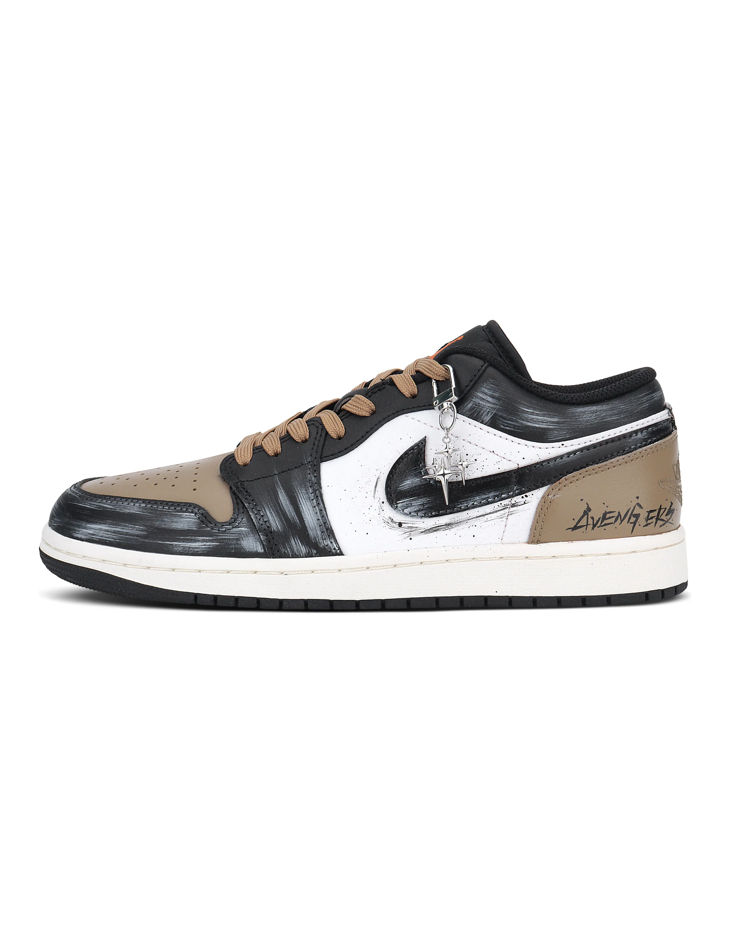 Custom Jordan Air Jordan 1 'Mocha Graffiti' Low-Top Retro Basketball Shoes Black Brown