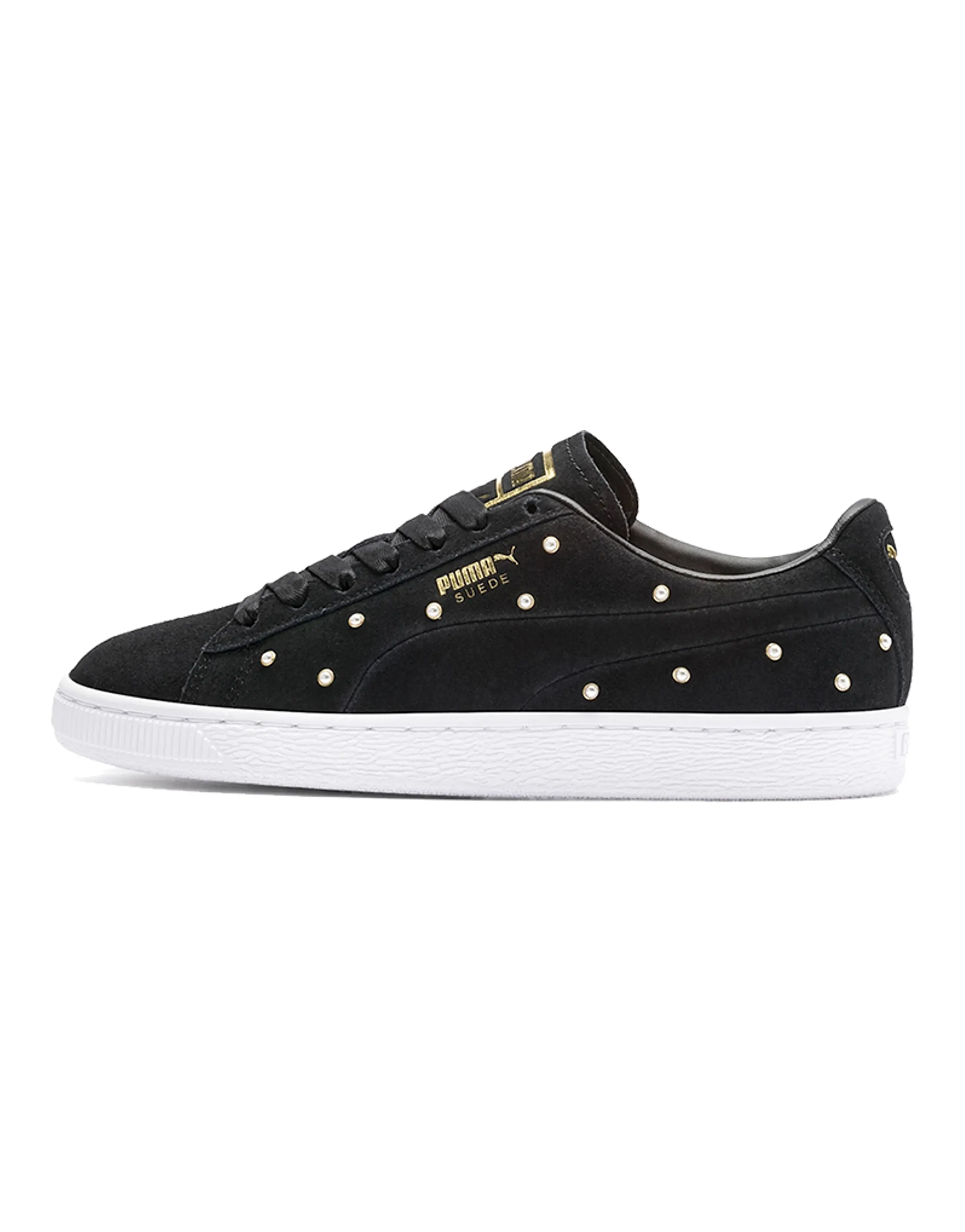 PUMA Pearl Studs Suede 'White Black Gold' Women's