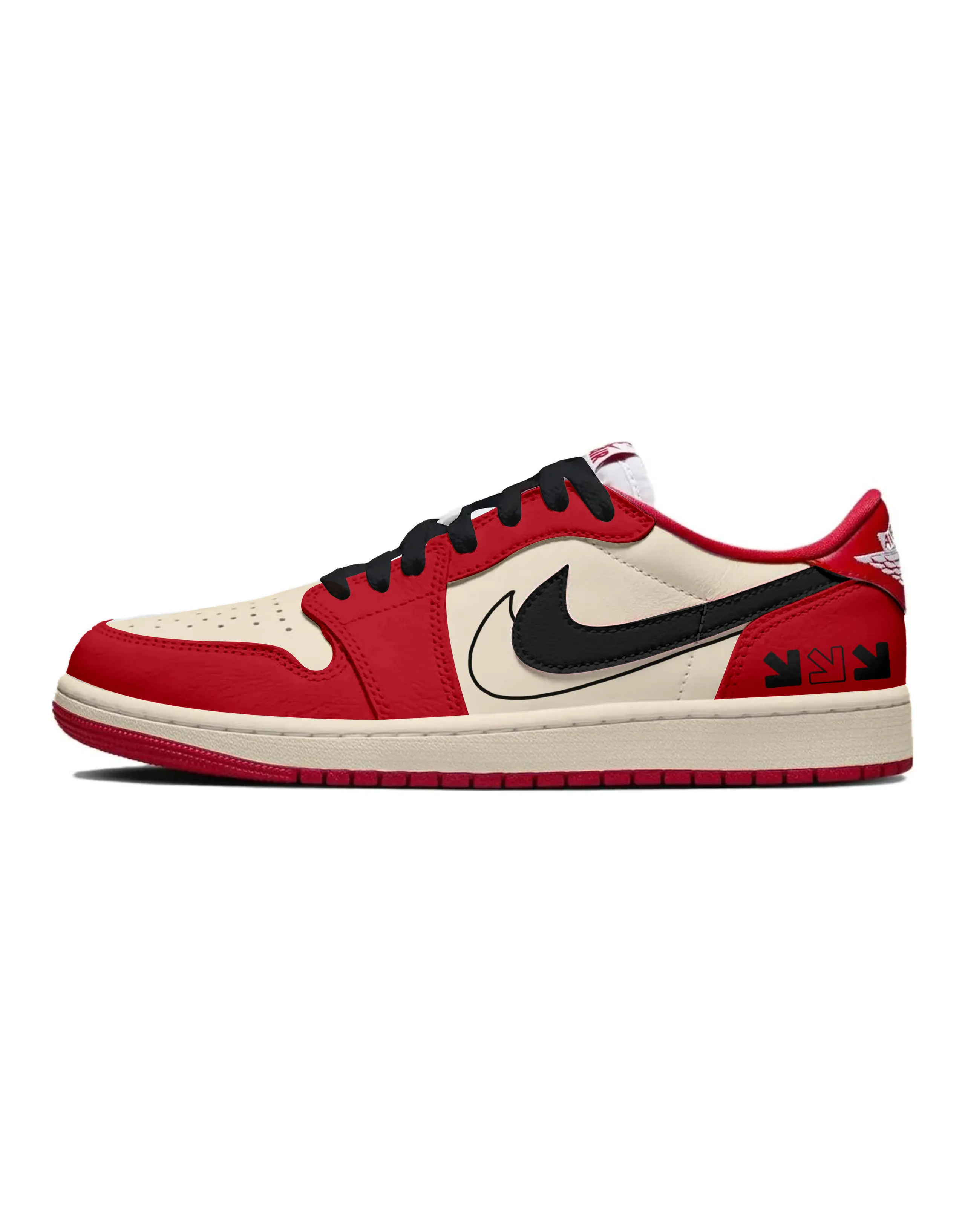 Jordan Air Jordan 1 Low-Top Vintage Basketball Shoes Unisex Beige Black Red