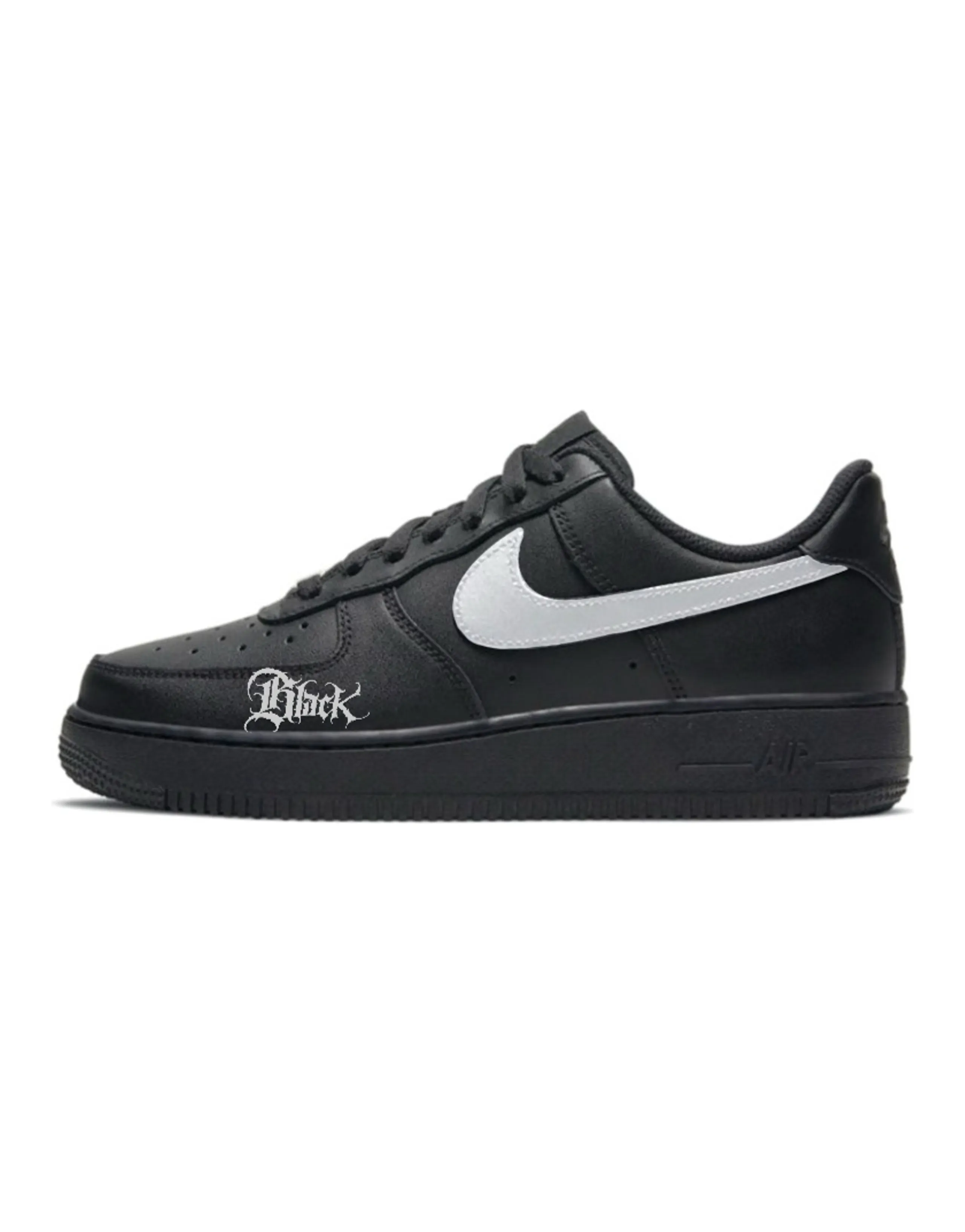 Nike Air Force 1 Impact-Resistant Quick-Drying Wear-Resistant Low-Top Skateboard Shoes Unisex Black Silver