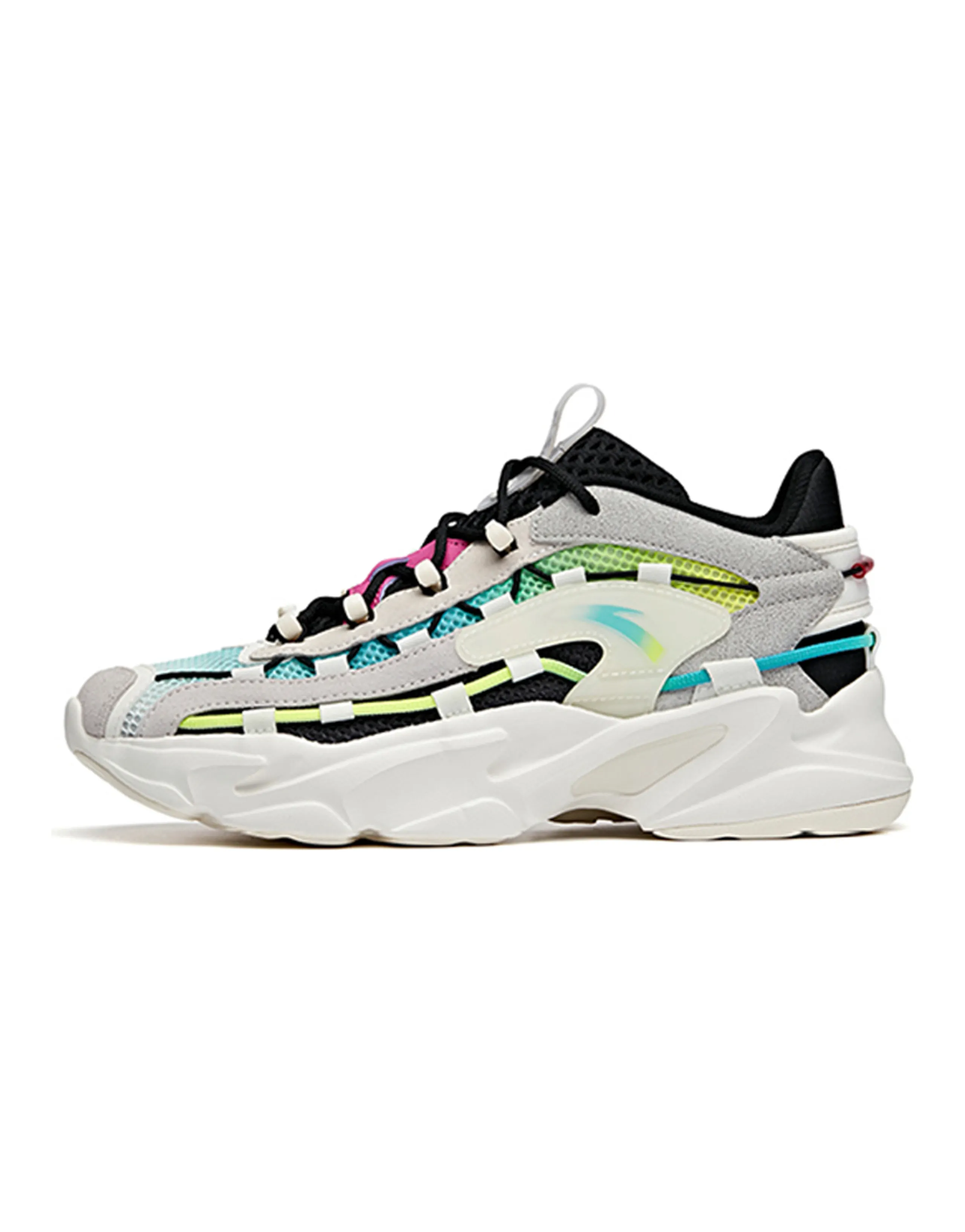 Anta Walker Anti-Slip And Wear-Resistant Lightweight Low-Top Chunky Sneakers Women's Black White Blue