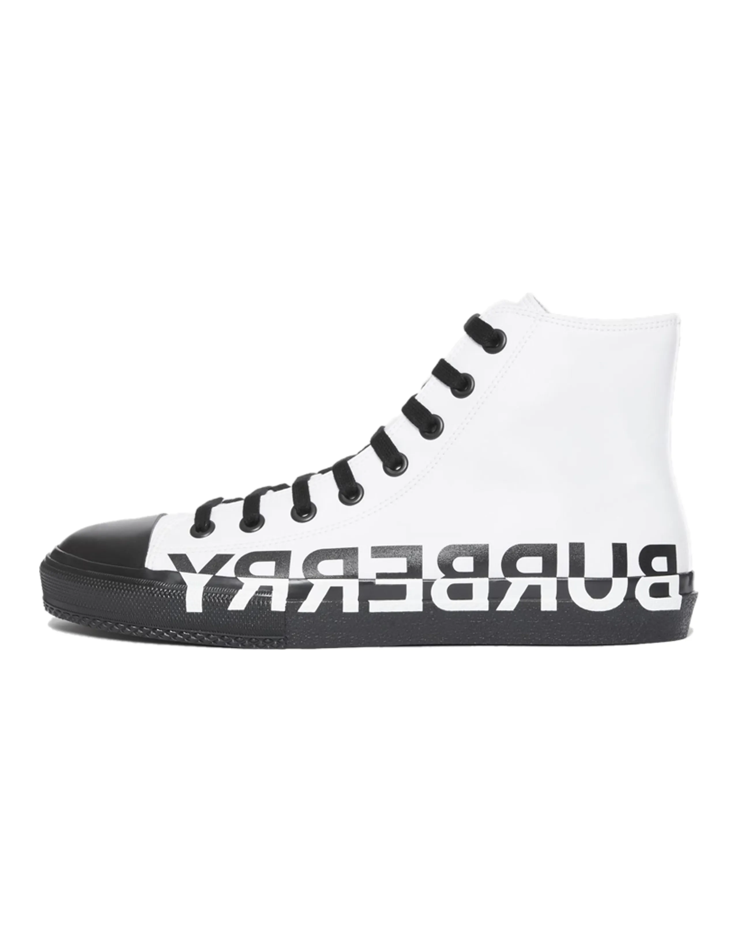 Burberry Slip Resistant High Top Canvas Shoes Men's Black White