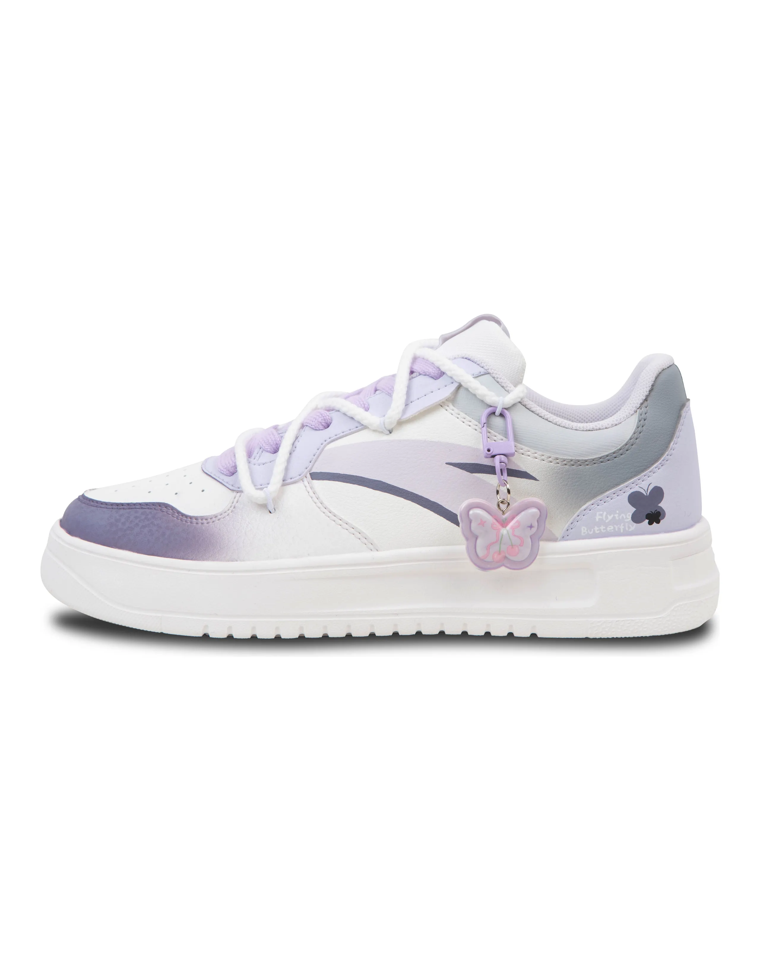 [Custom Sneakers] Anta Floating Dream Purple Butterfly Dream Butterfly Dreamy Girl Fresh Gradient Synthetic Leather Fashion Versatile Anti-Slip Wear-Resistant Low-Top Skate Shoes Women's White Purple