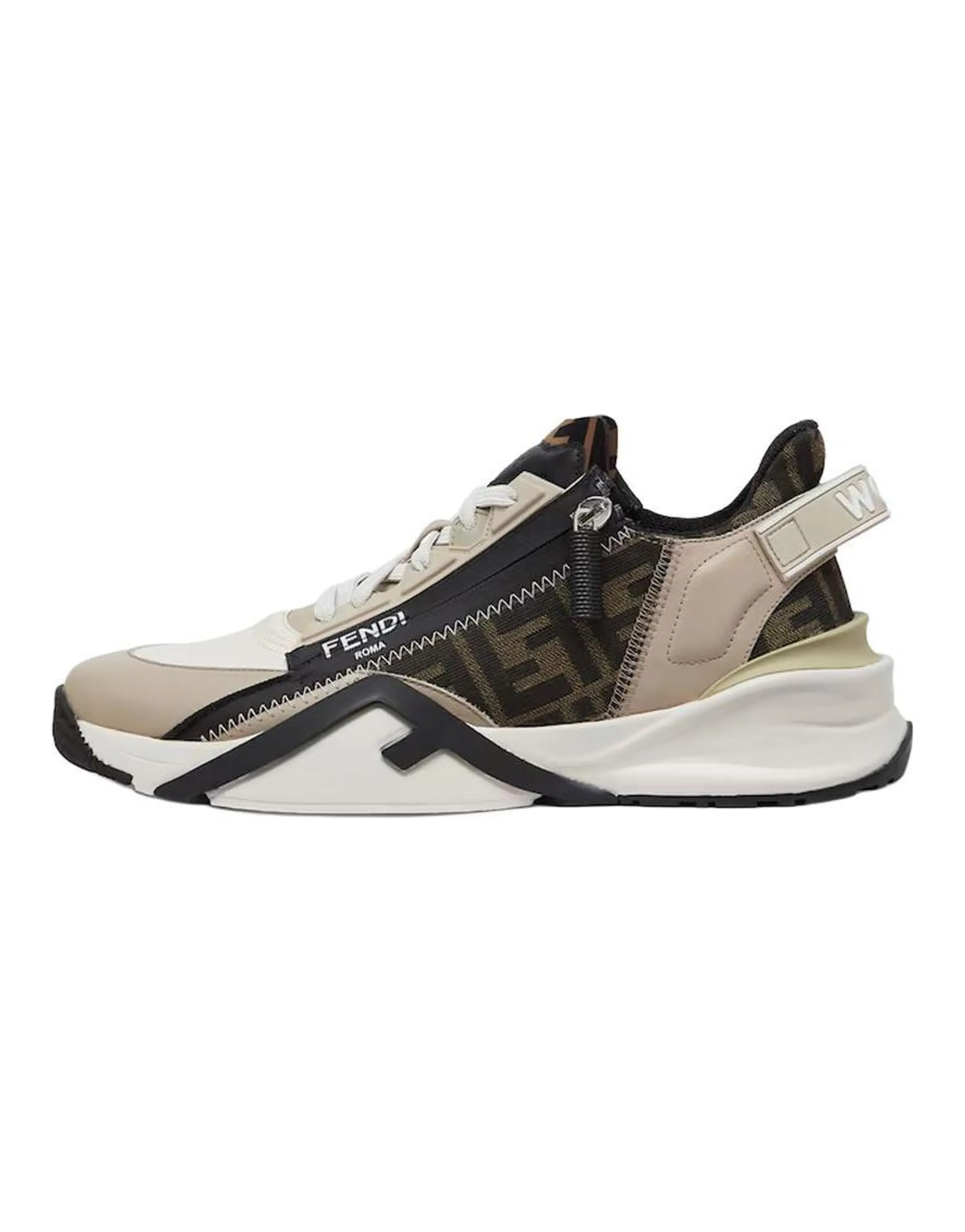 FENDI Flow Ff Jacquard Lace Up Sneakers