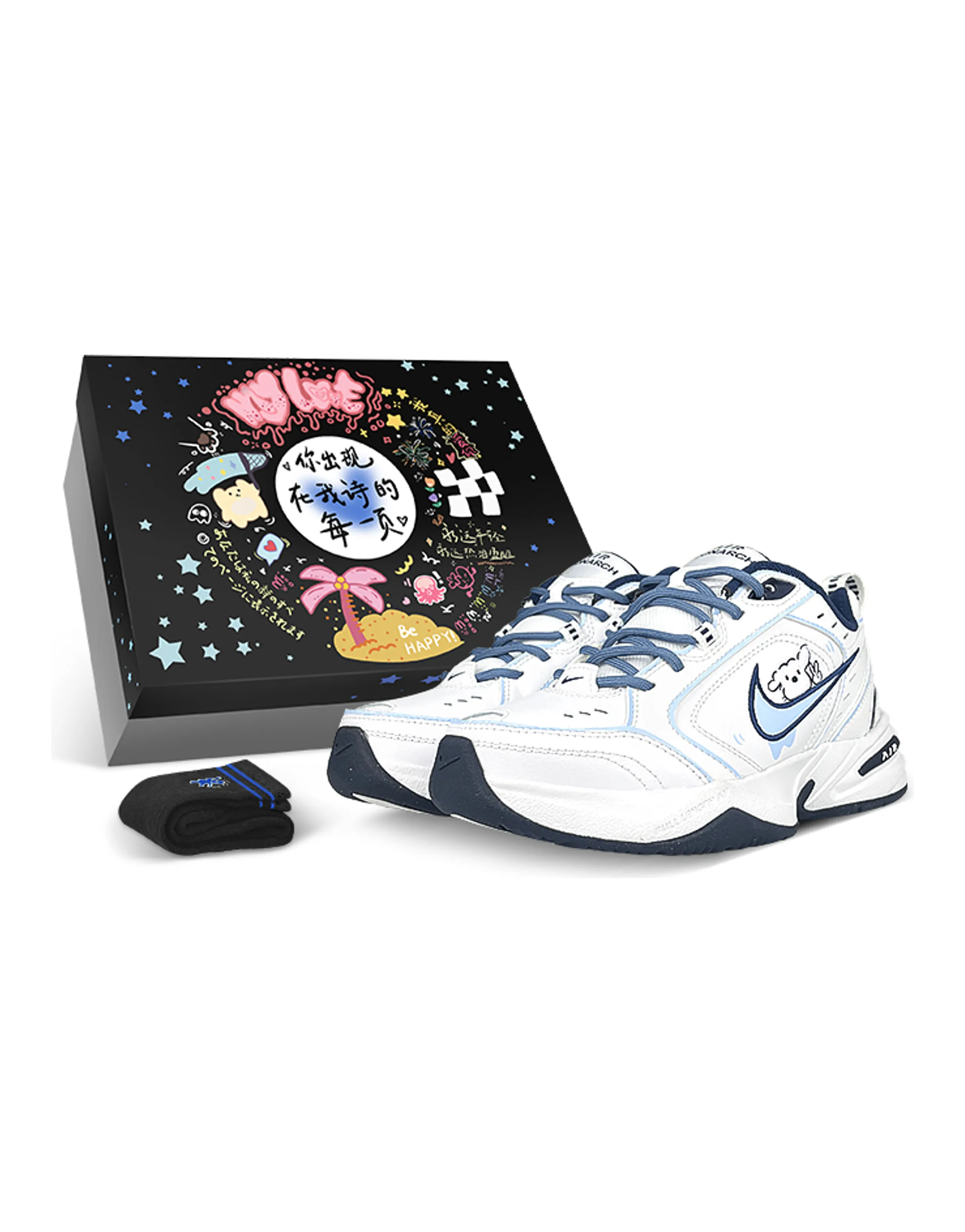 Nike Air Monarch 4 Chunky Sneakers Unisex Low-Top White Blue