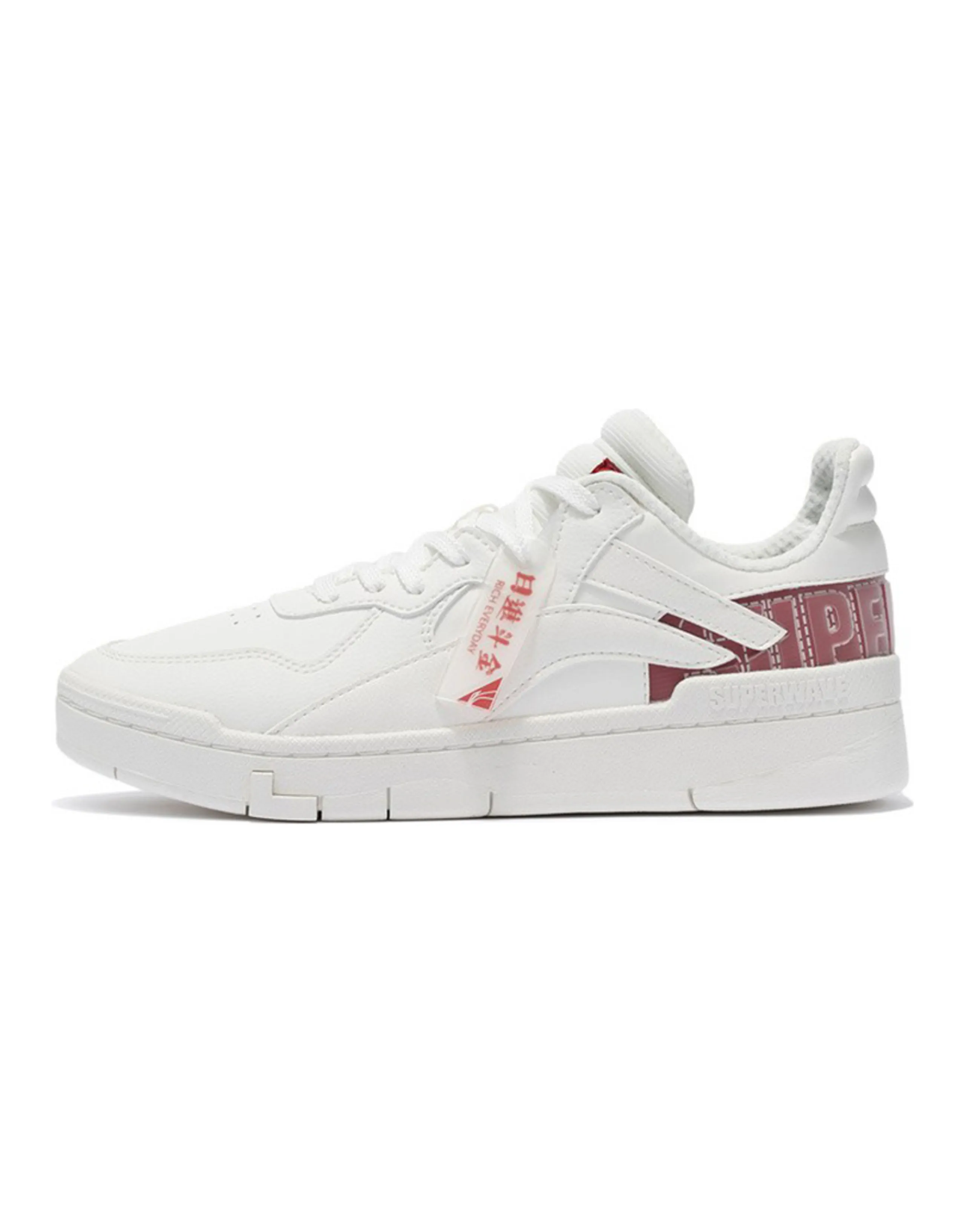 LINING Rijin Doujin Collection Skateboard Shoes Women's Low-Top White Red