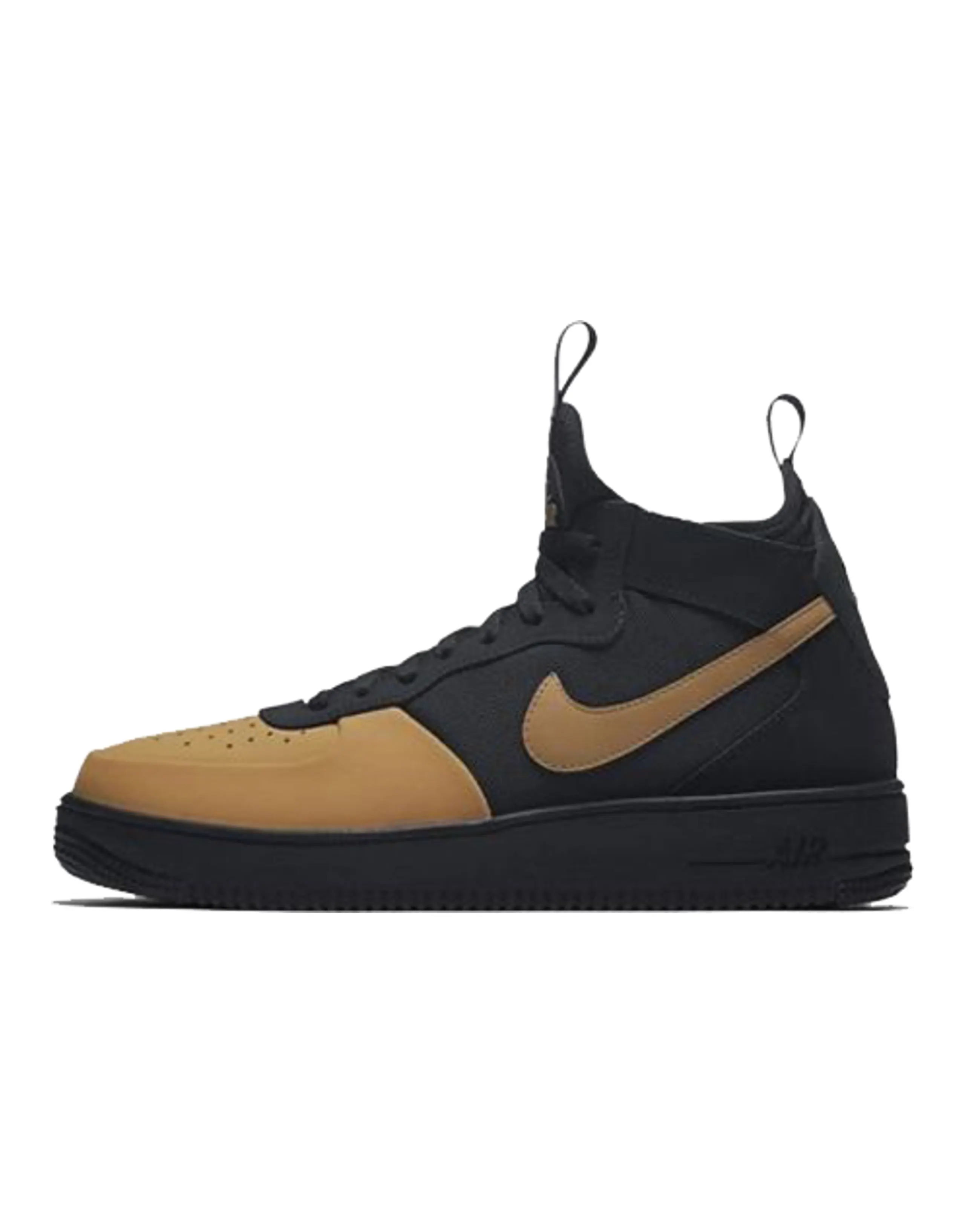 Nike Air Force 1 Synthetic Leather Mid-Top Sneakers Unisex Black Brown