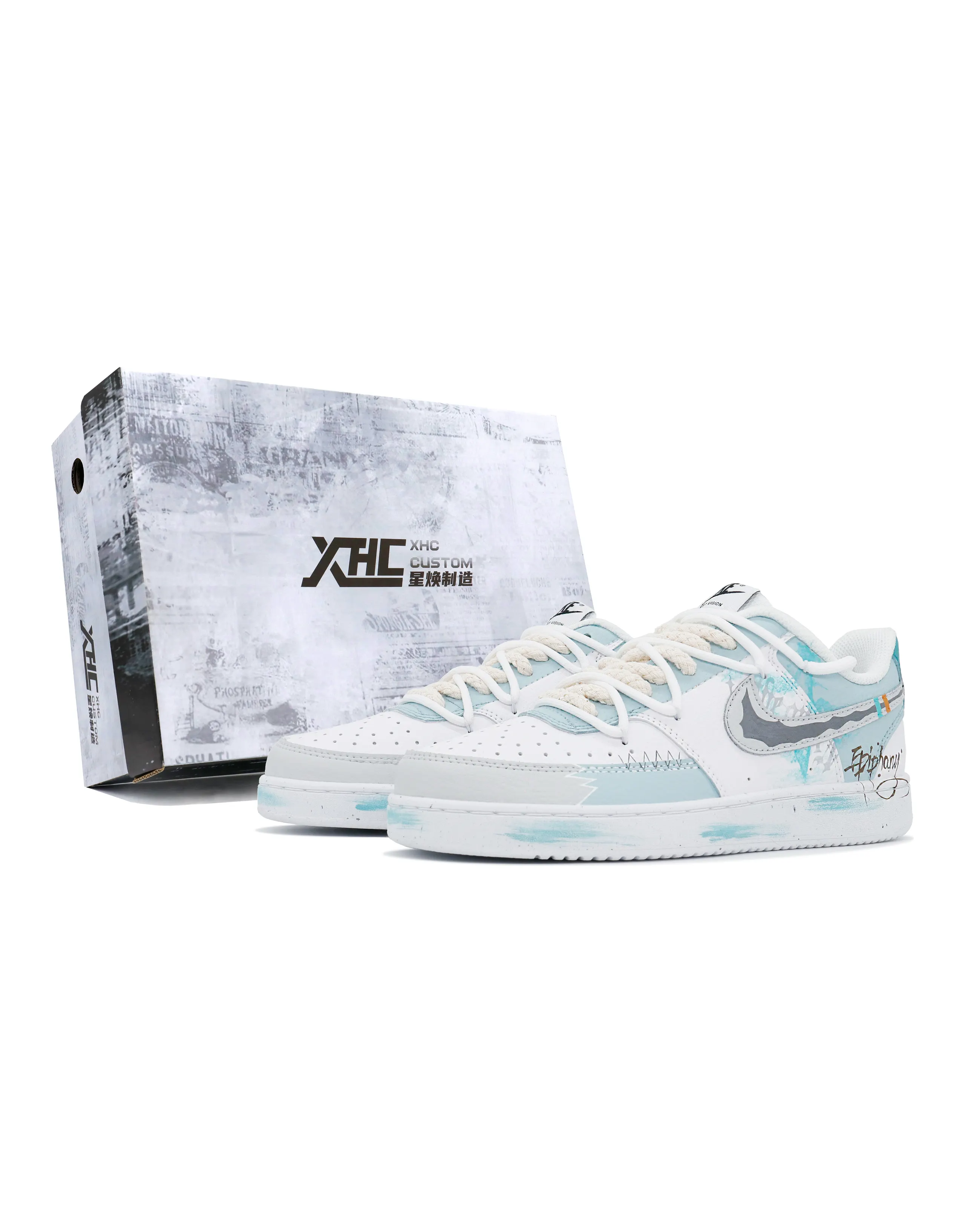 Nike Court Vision 1 Skateboard Shoes Men Low-Top Gray/Blue/White