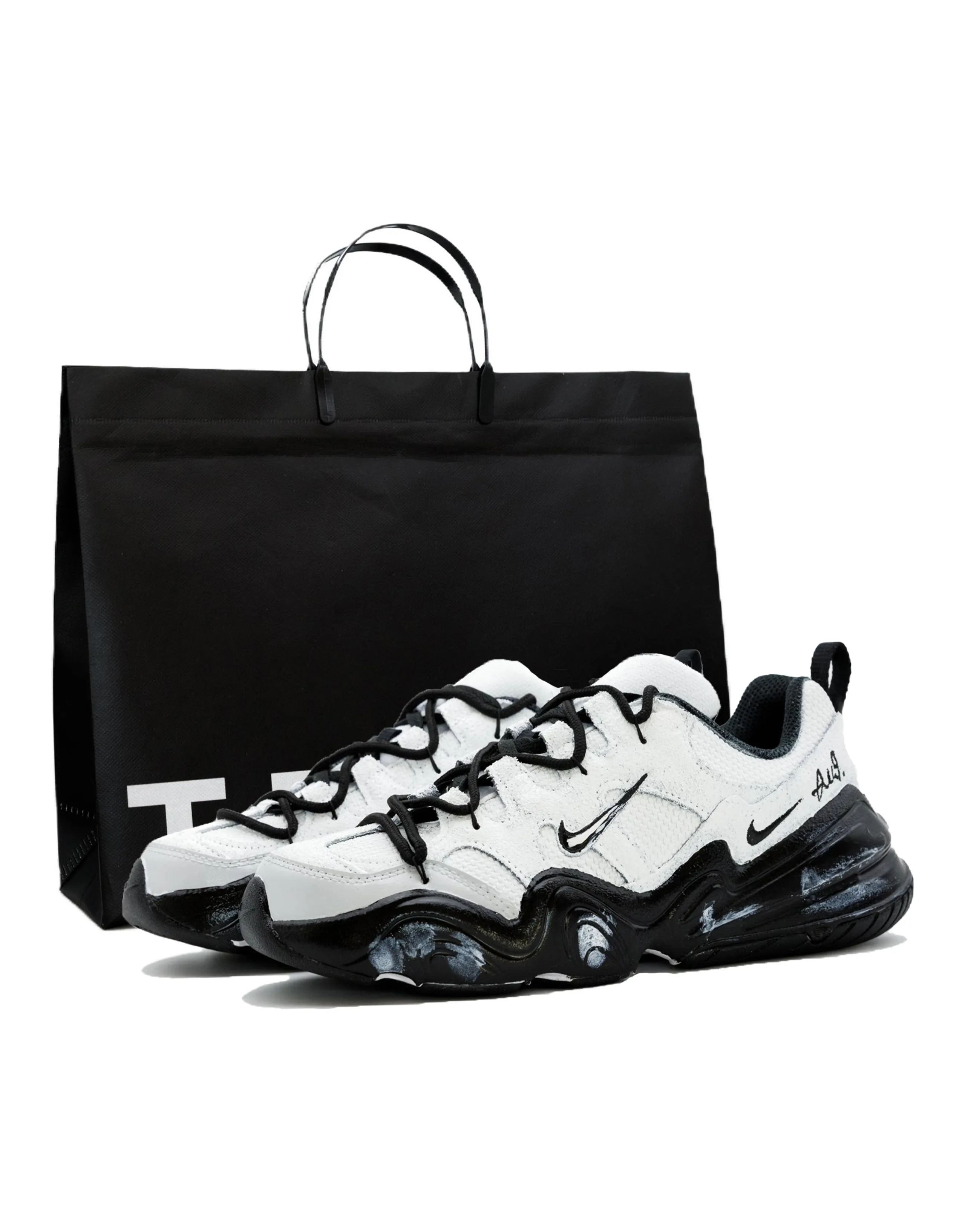 Custom Sneakers Nike Tech Hera 'White Vintage' Suede Simple Versatile Trendy Vintage Cushioned Wear-Resistant Low-Top Casual Shoes Unisex Black White