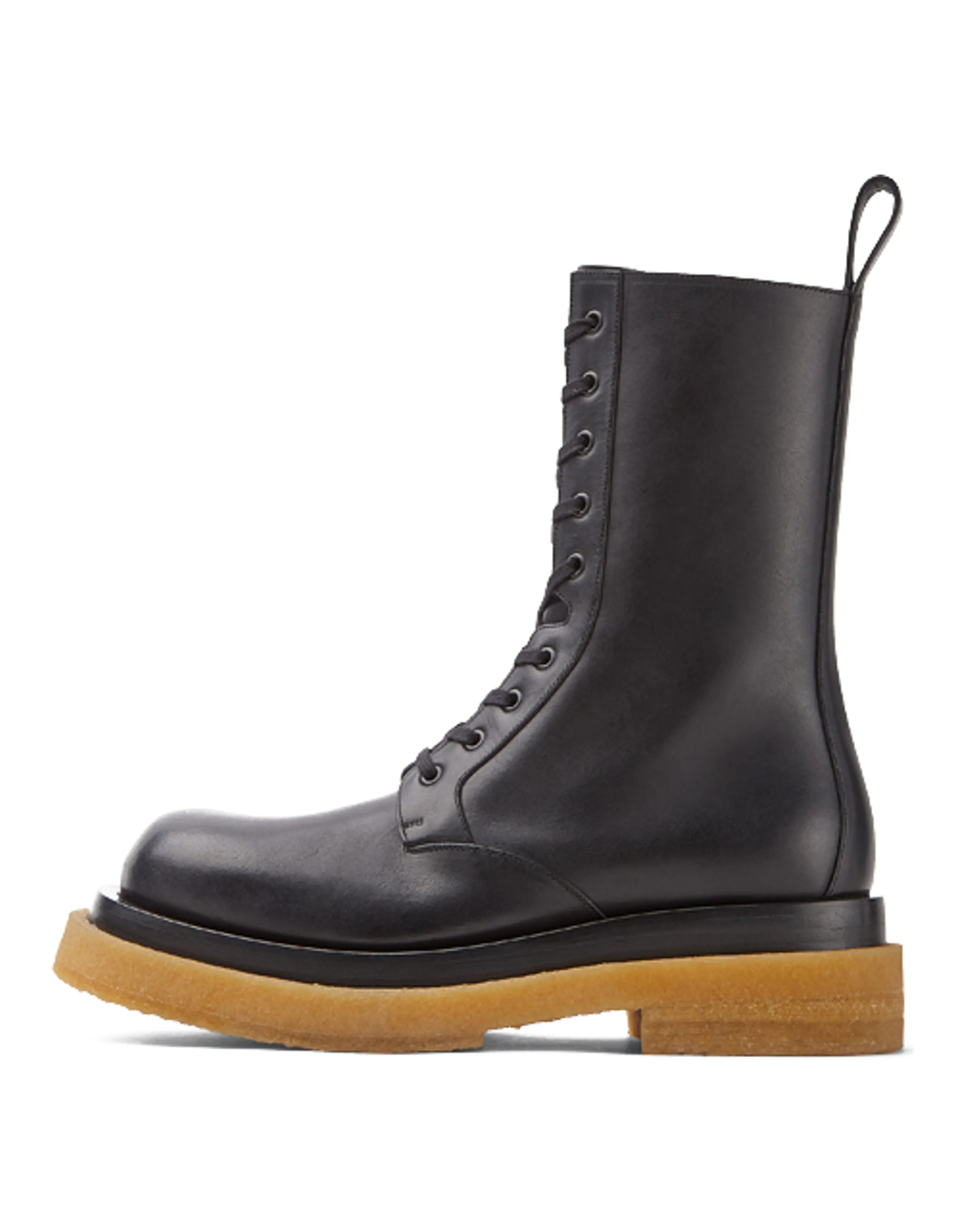 Bottega Veneta Military Calf Lace Up Boot Black