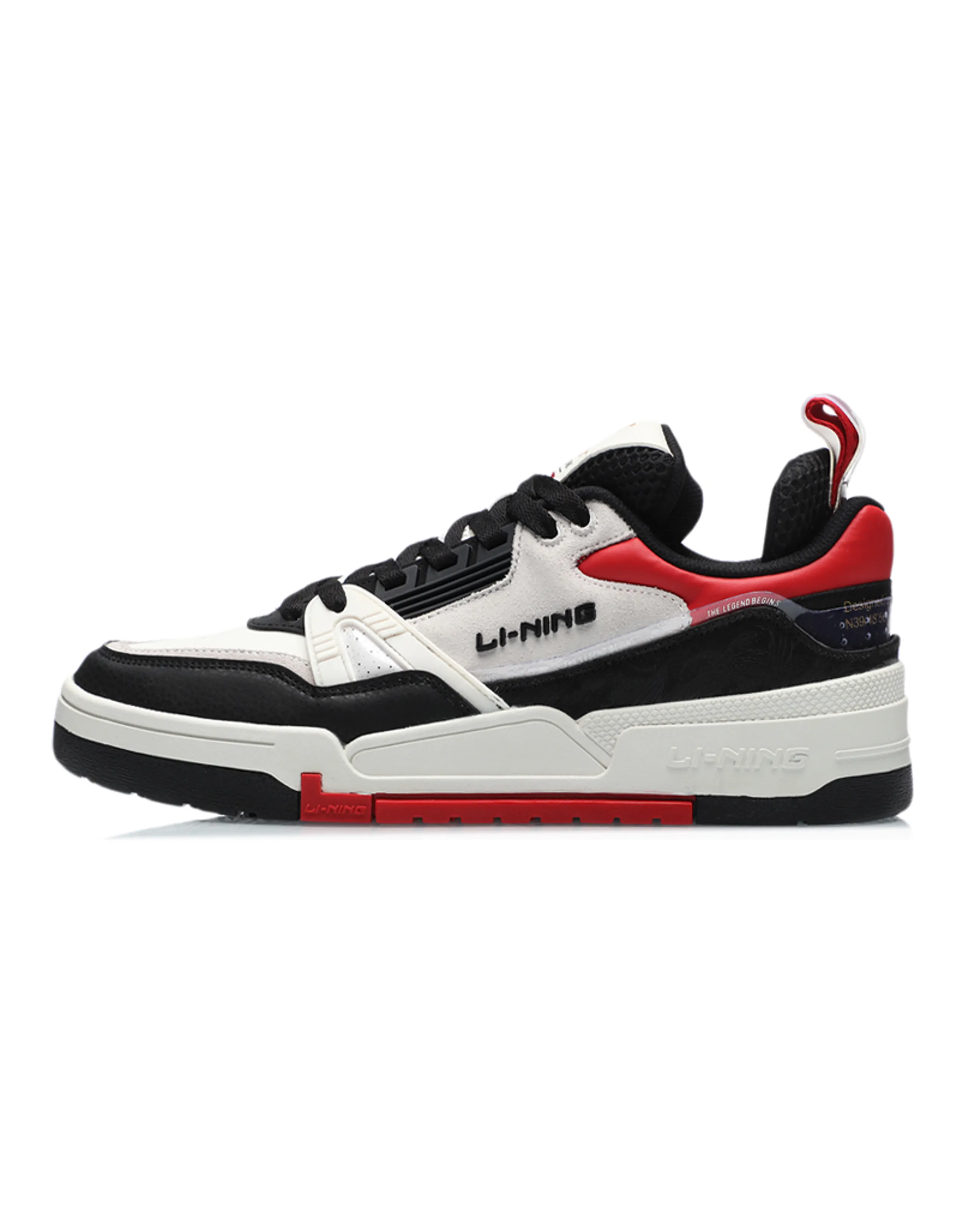 LINING 001 BTC Skateboard Shoes Men Low Top Black/Red/White