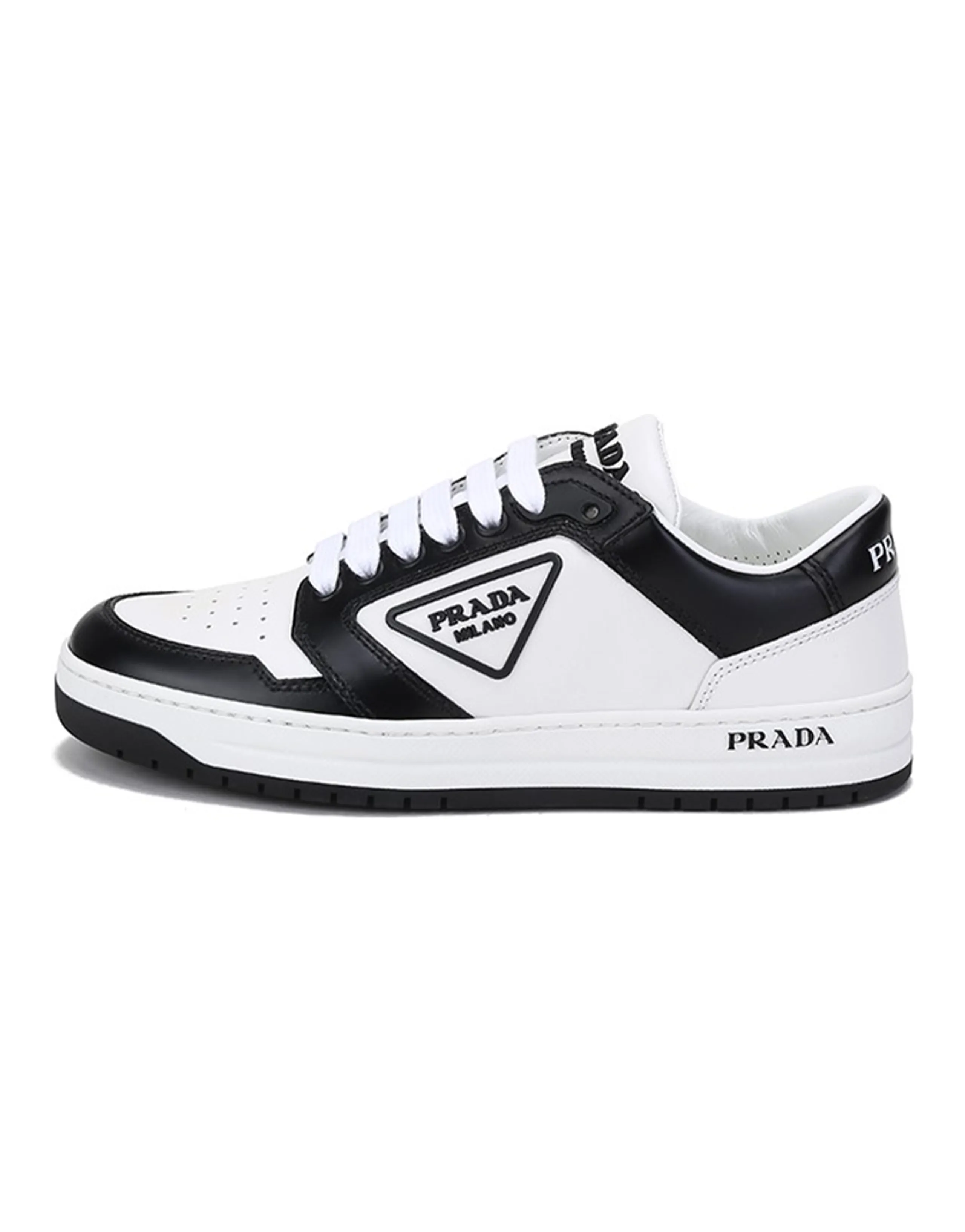 PRADA District Leather Sneakers 'White Black' Women's