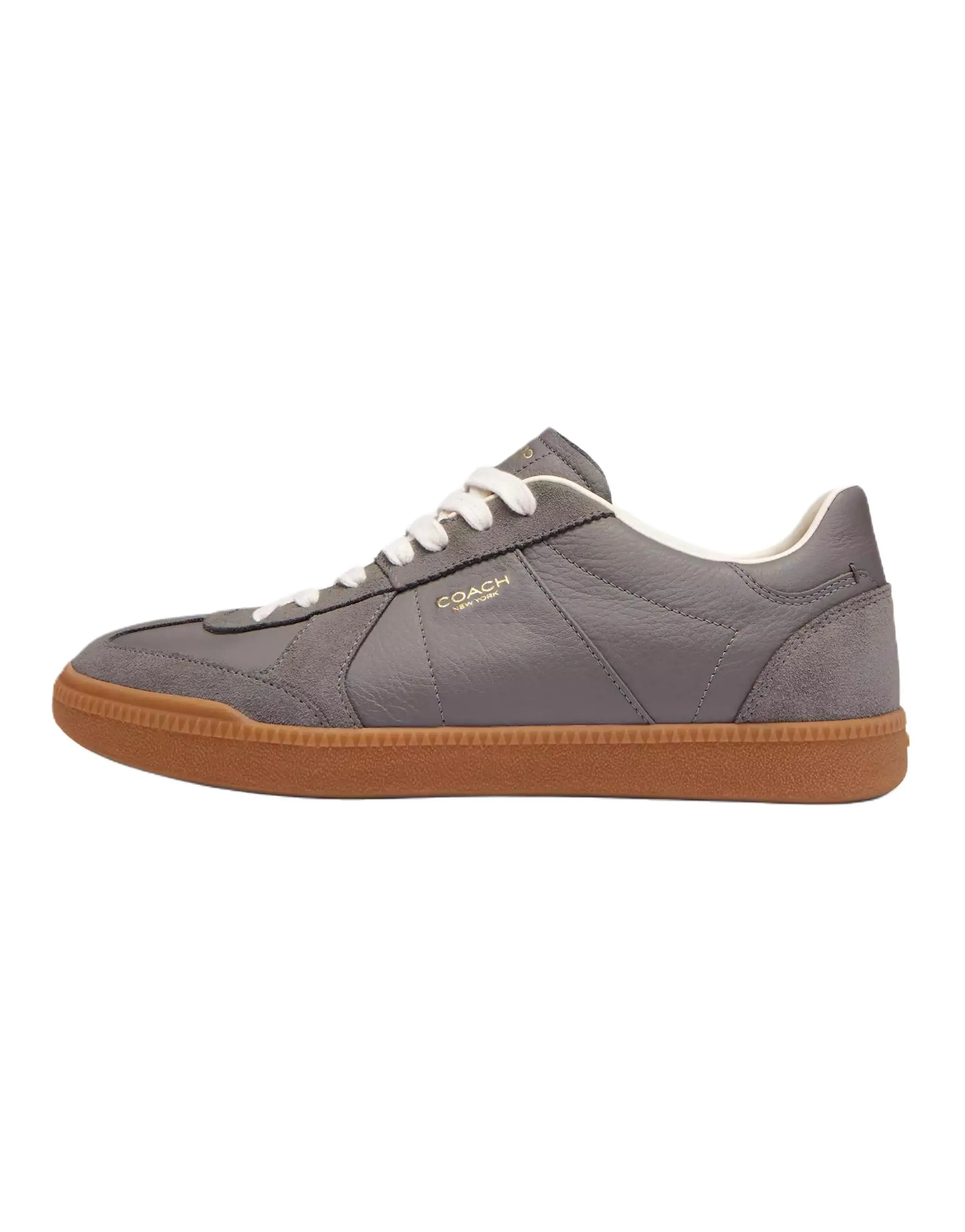 COACH Ellis Suede Round-Toe Lace-Up Low-Top Sneakers Women's Gray