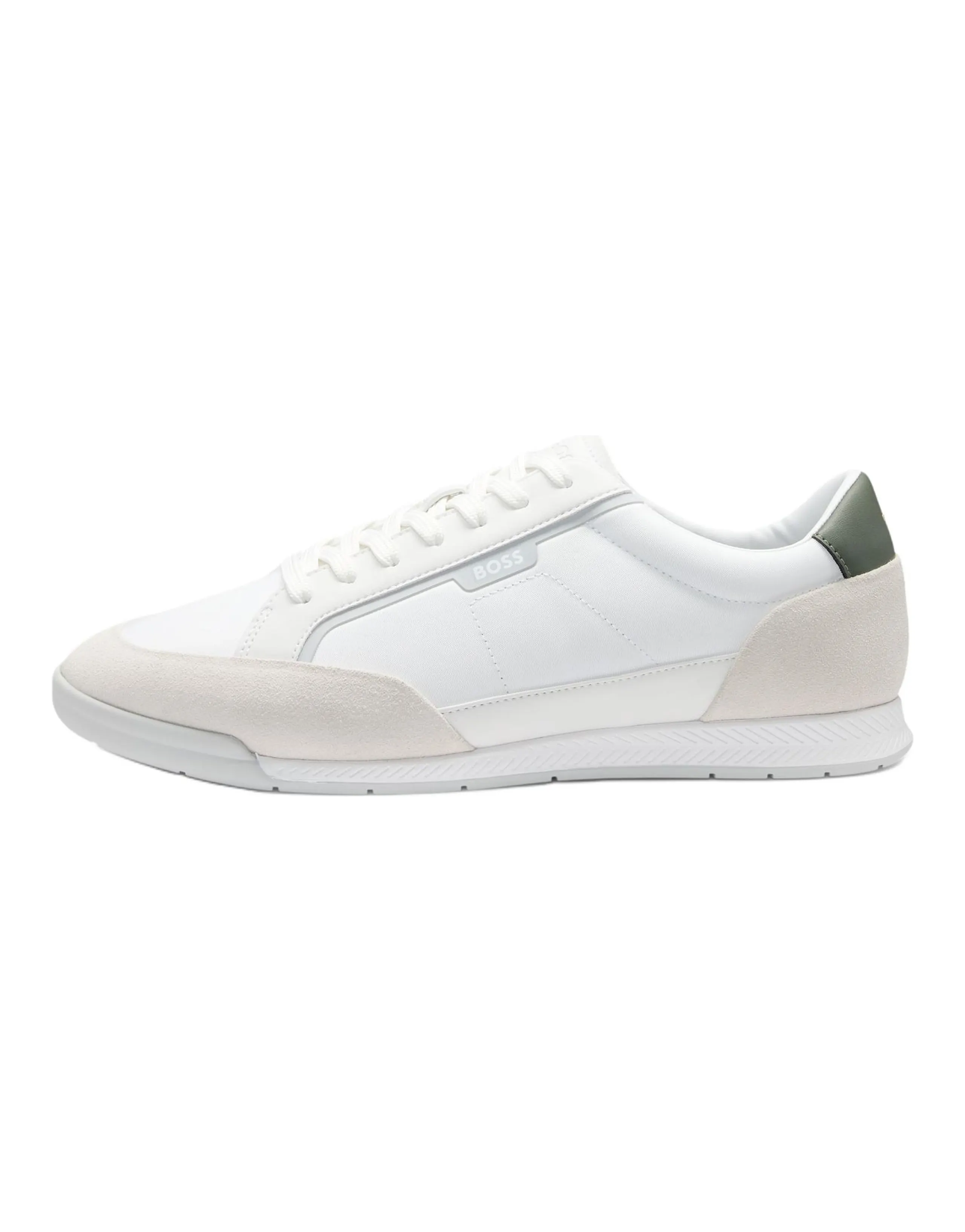 HUGO BOSS Split Leather Round Lace-Up Flat Low-Top Casual Shoes Men's White