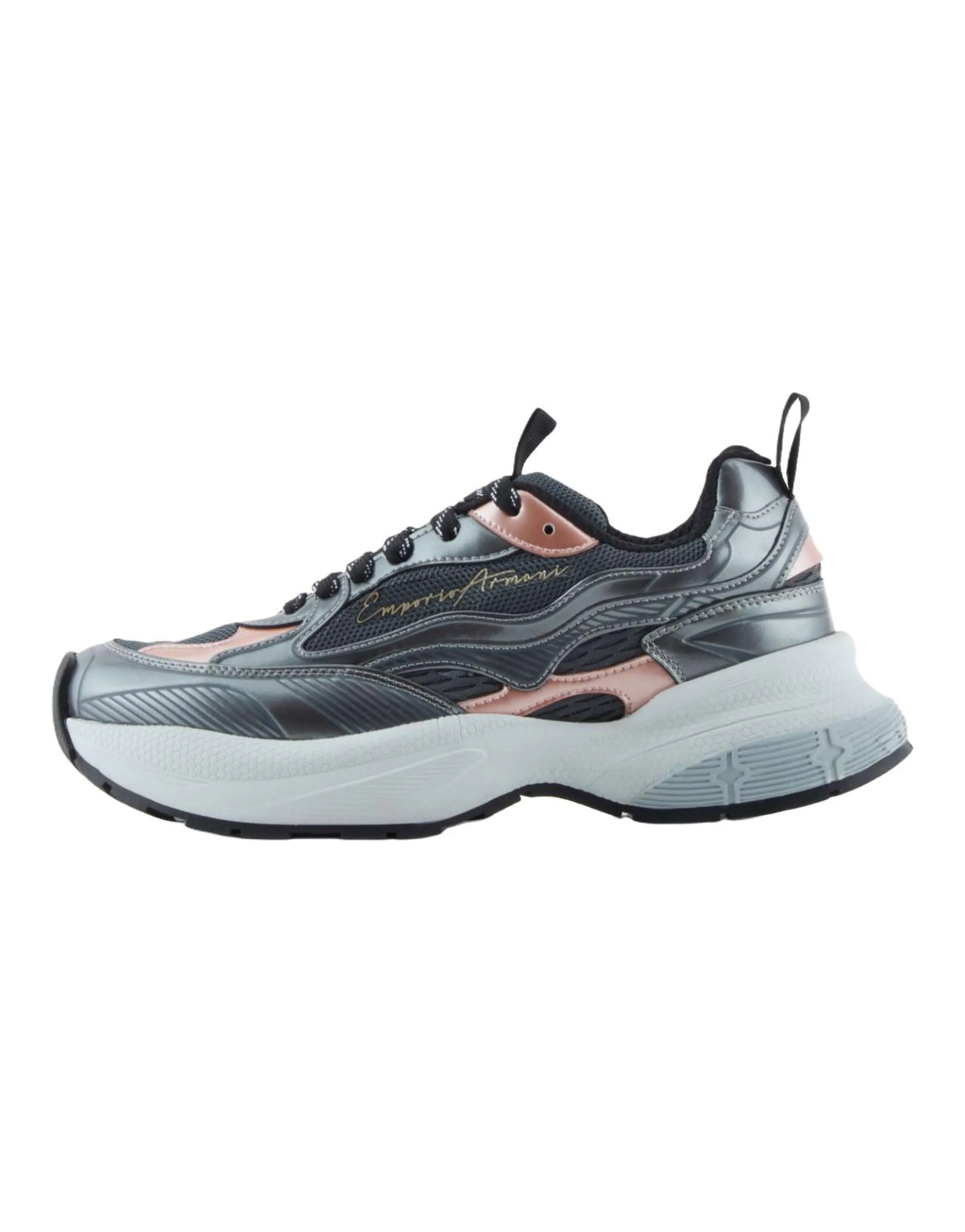 EMPORIO ARMANI Platform Lace-Up Low-Top Dad Shoes Women's Silver