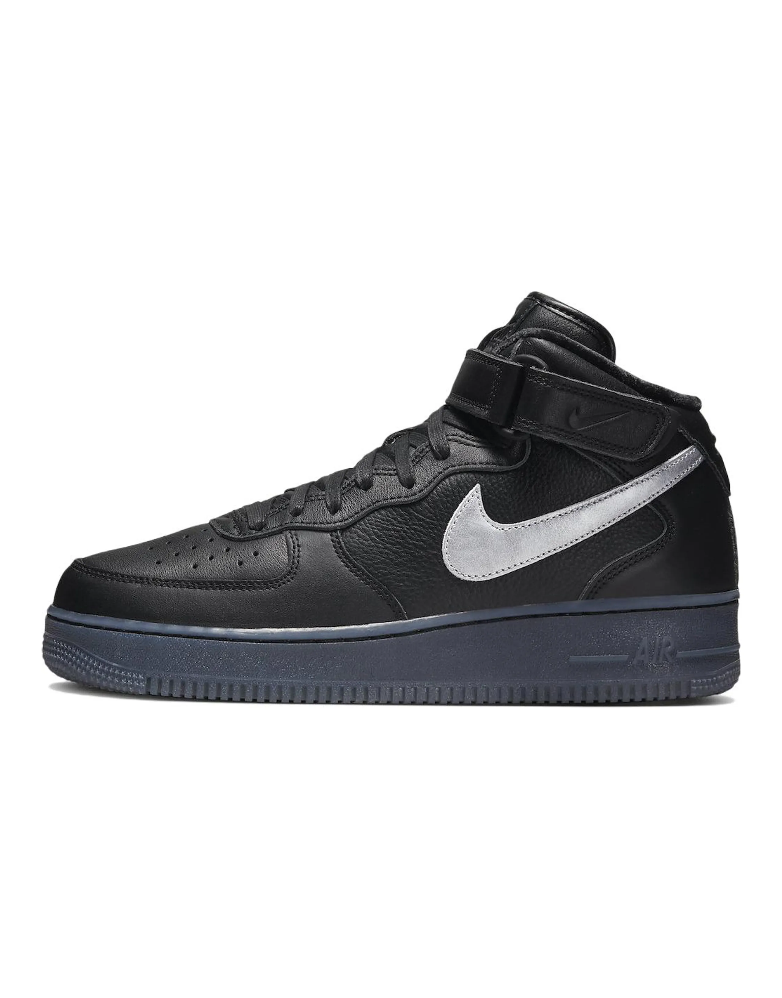 Nike Air Force 1 Mid Prm Black Metallic Silver